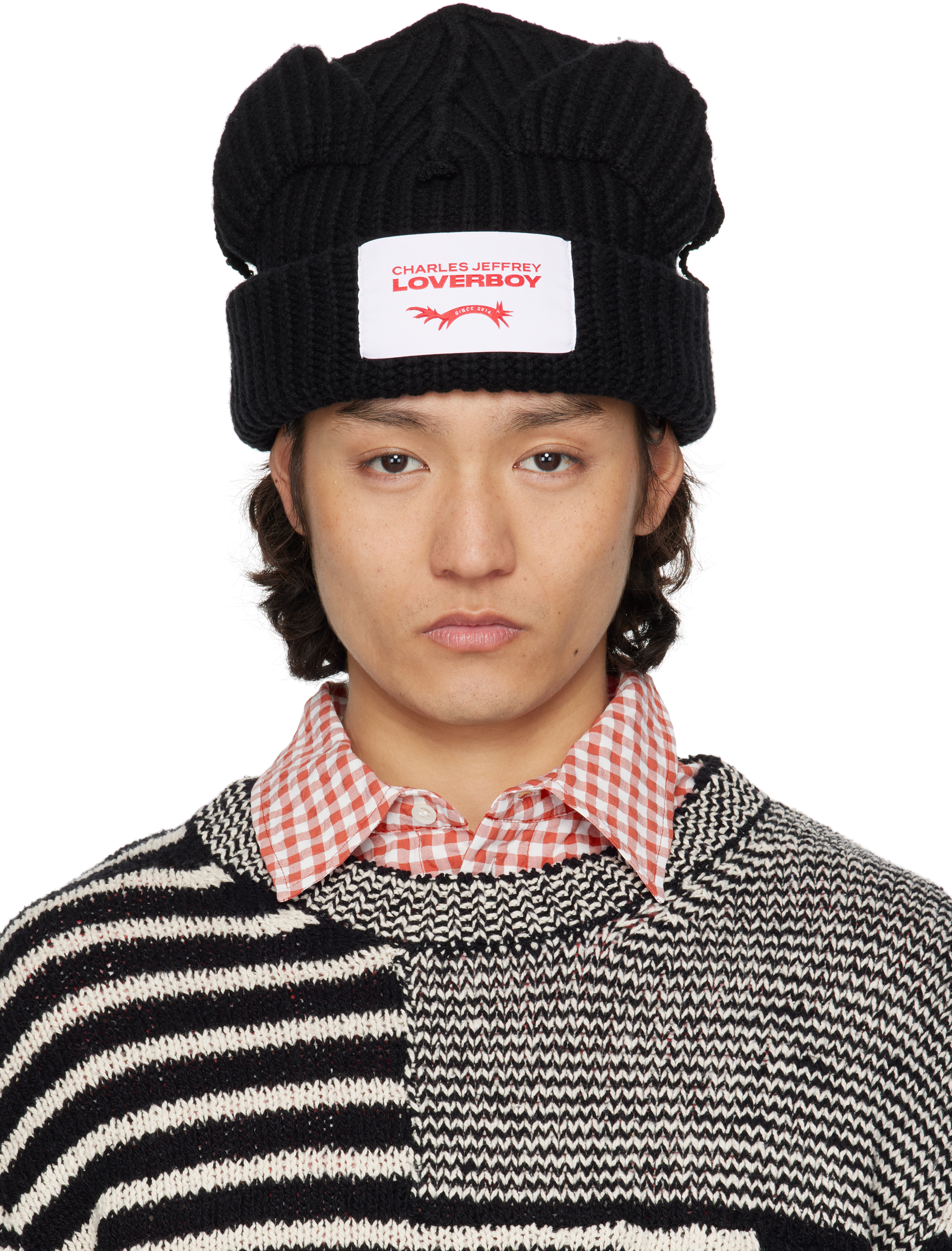 Charles Jeffrey Loverboy Chunky Ears Wool Blend Beanie In Black