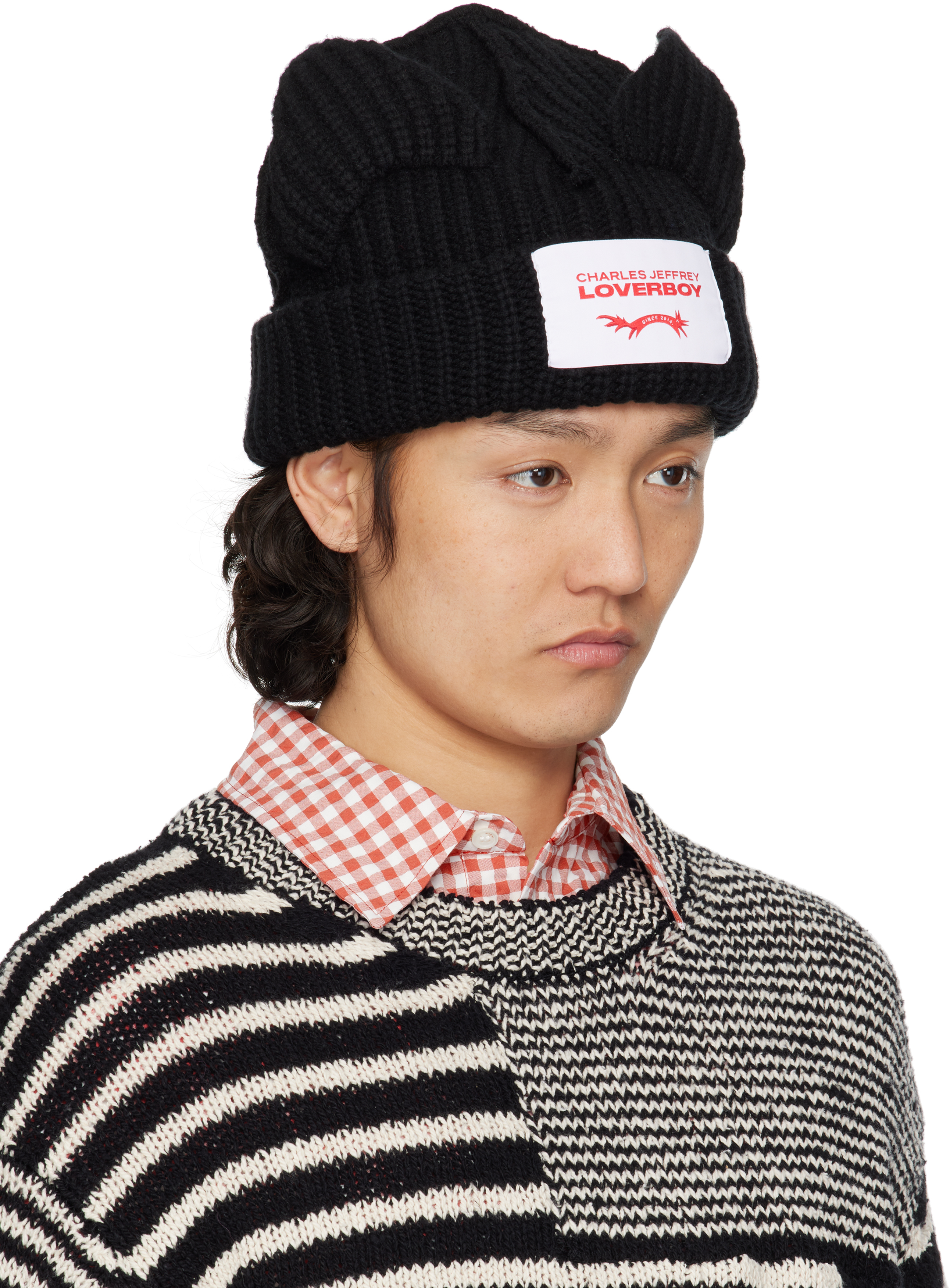 Charles Jeffrey Loverboy Chunky Ears Wool Blend Beanie In Black