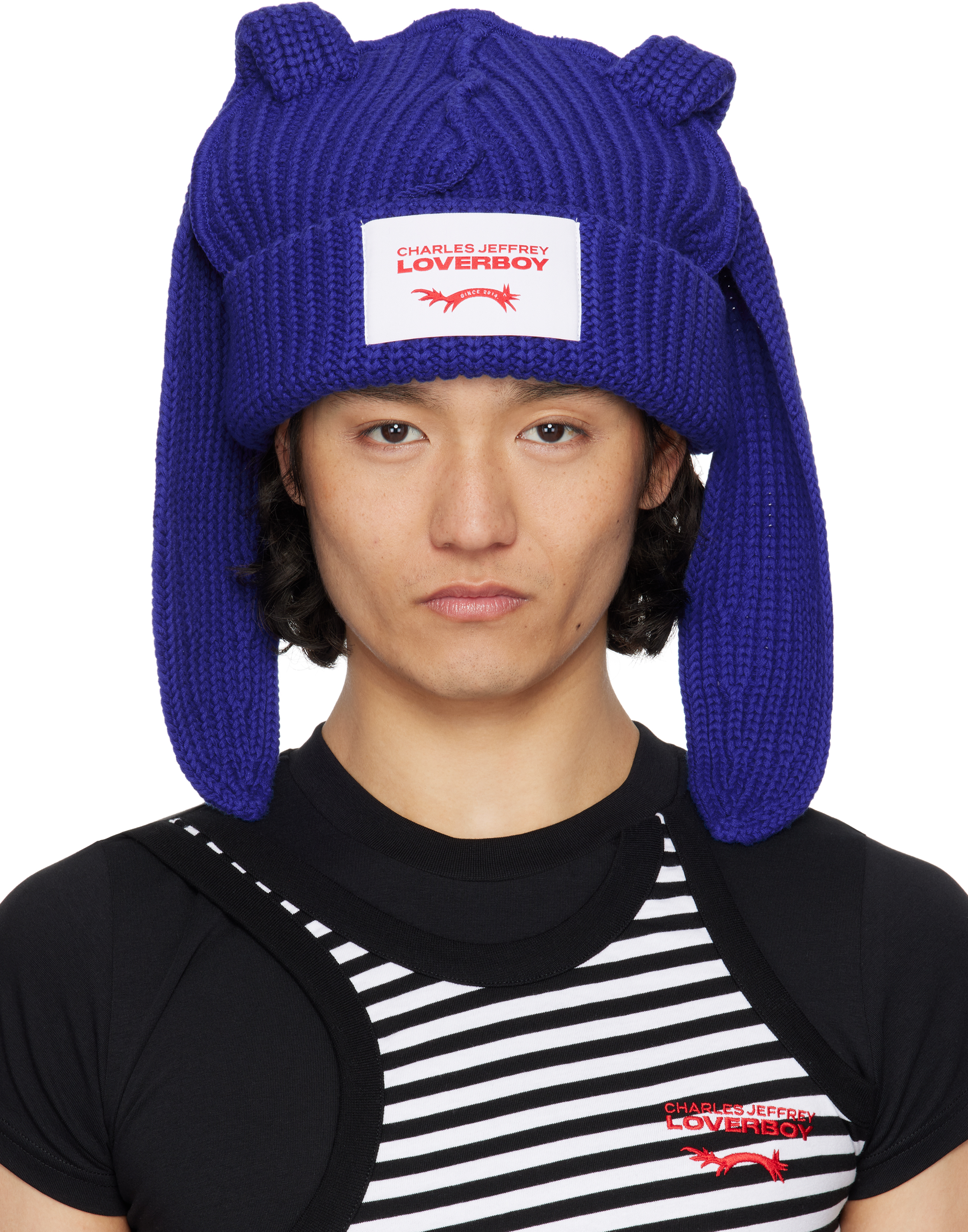 Charles Jeffrey Loverboy Blue Chunky Rabbit Beanie In Blue