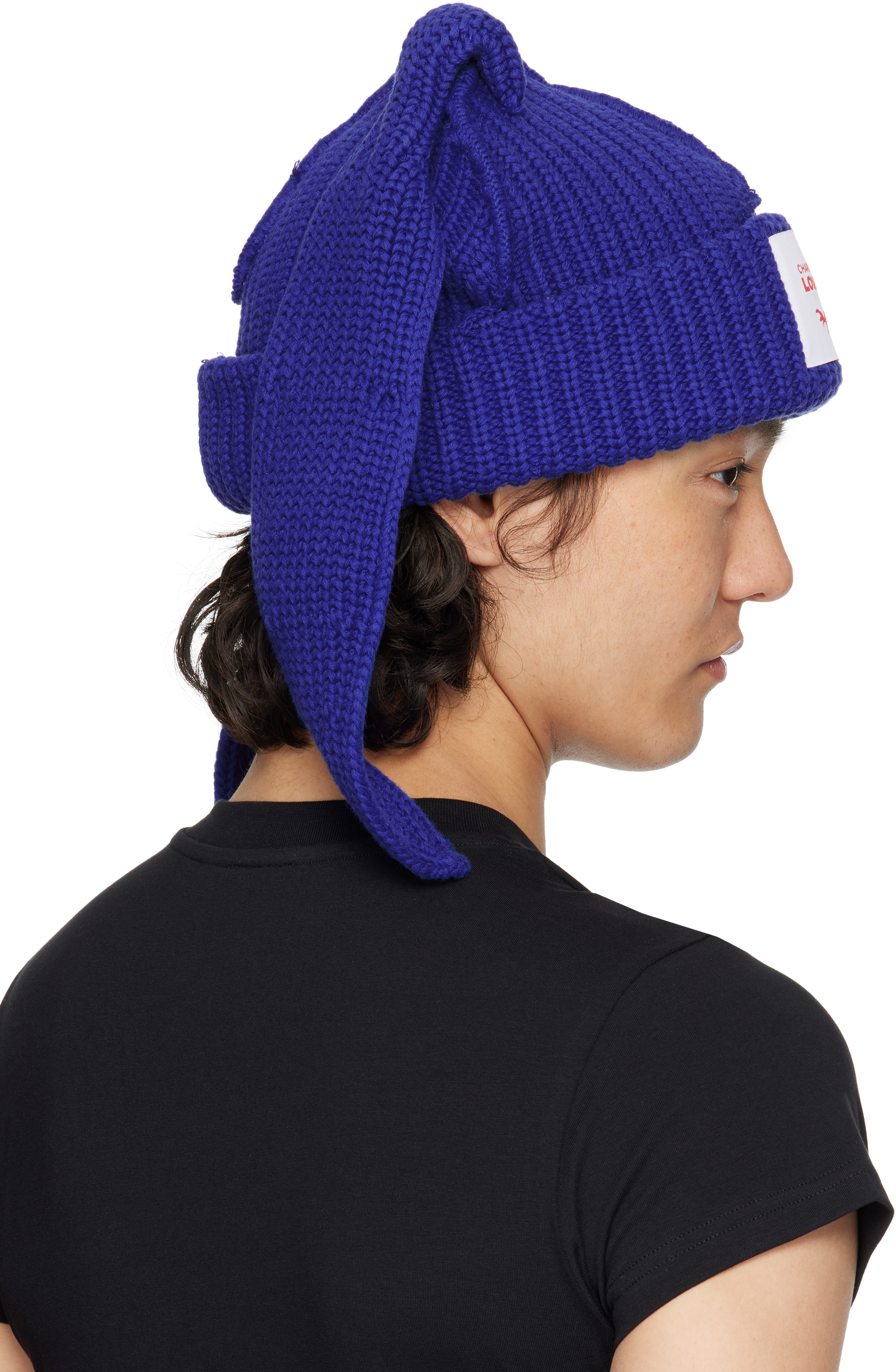 Charles Jeffrey Loverboy Blue Chunky Rabbit Beanie In Blue