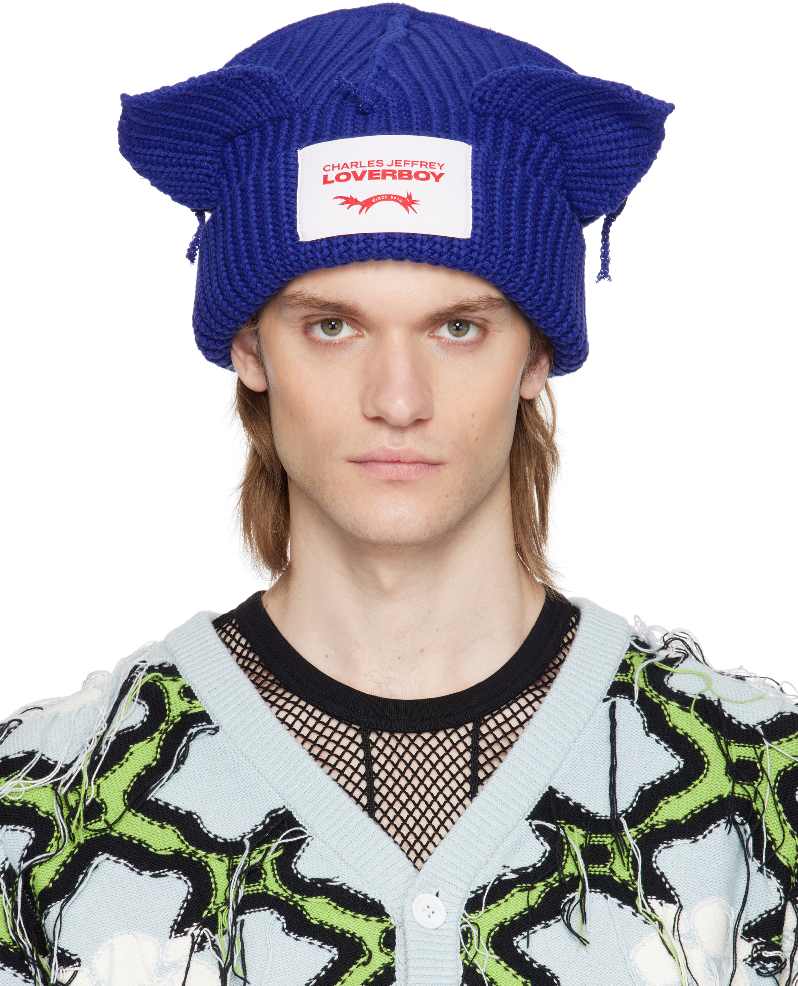 Charles Jeffrey Loverboy Ears-detailed Beanie In Blue