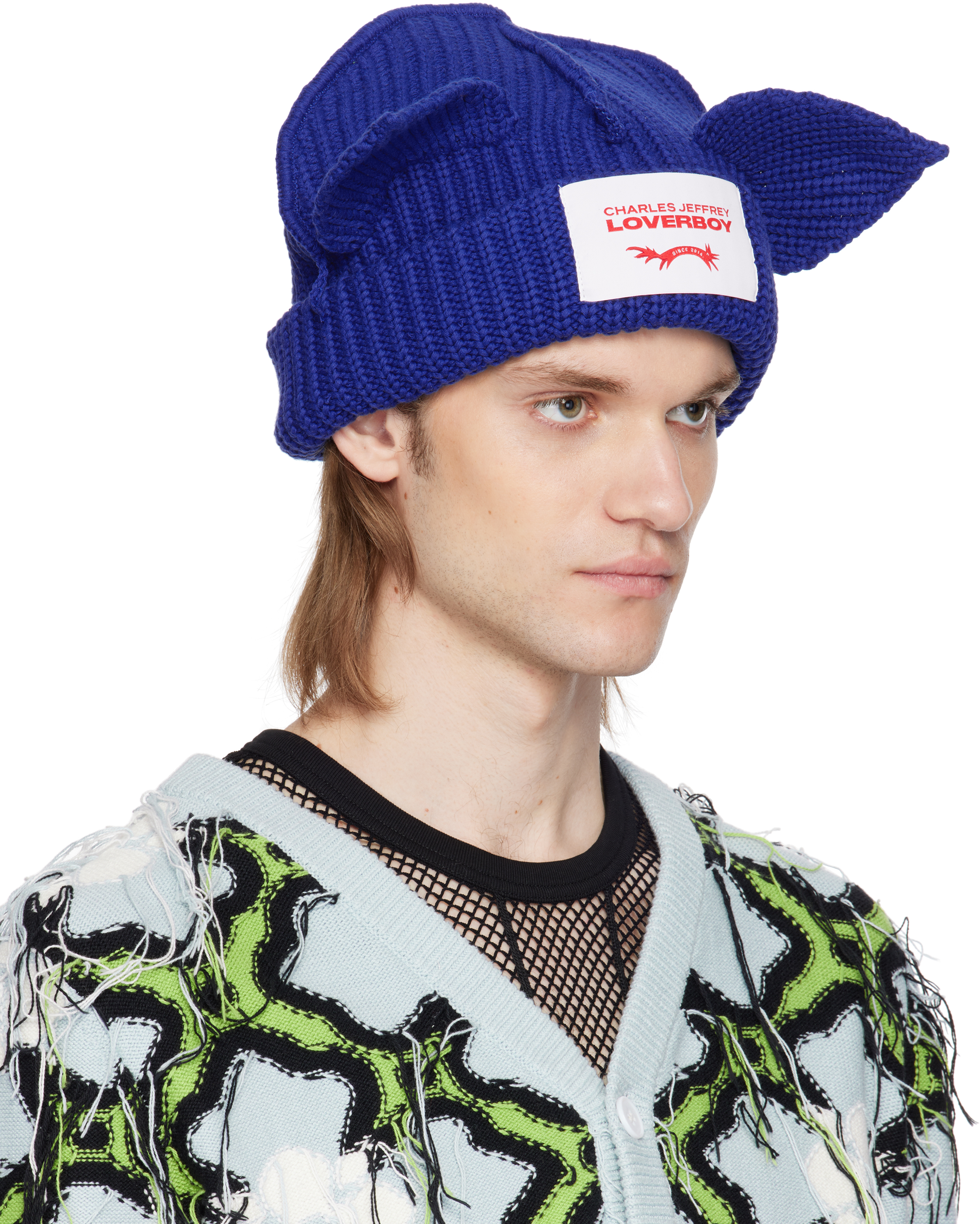 Charles Jeffrey Loverboy Ears-detailed Beanie In Blue