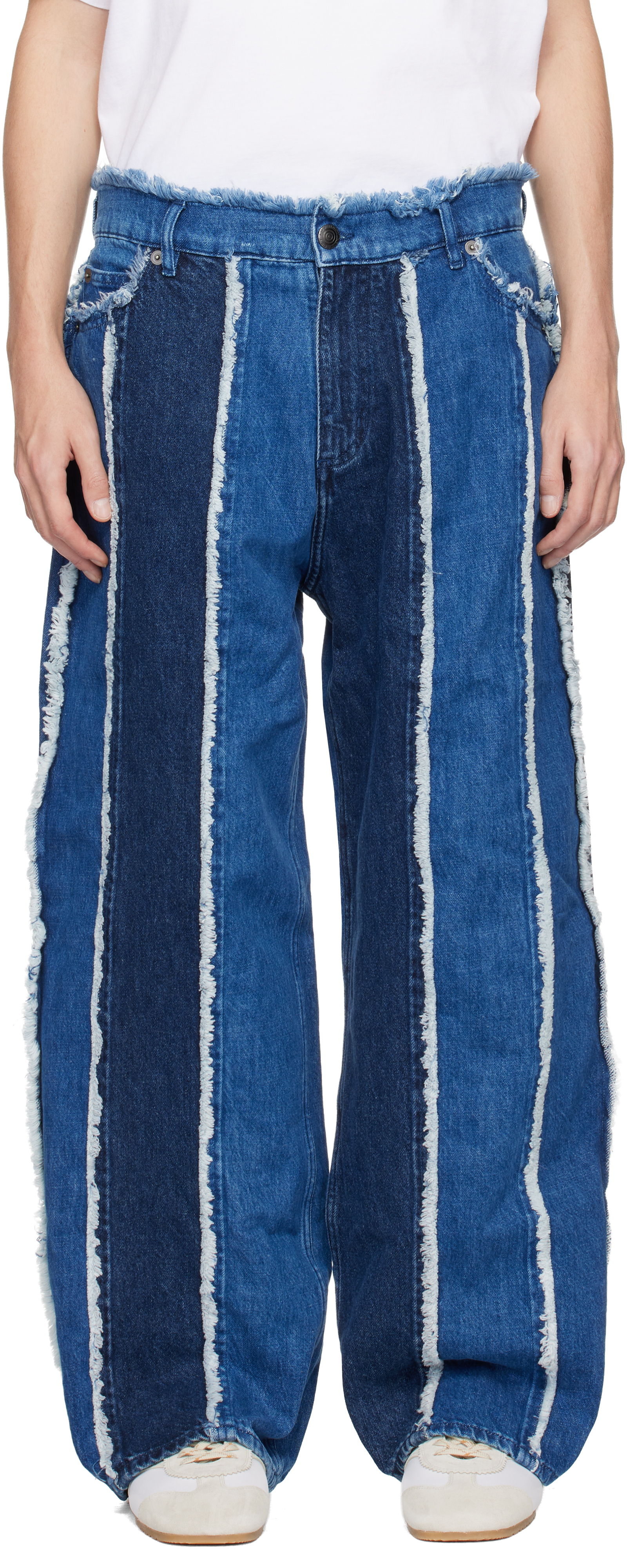 Blue Clash of Clans Edition Frayed Stripe Jeans by Charles Jeffrey