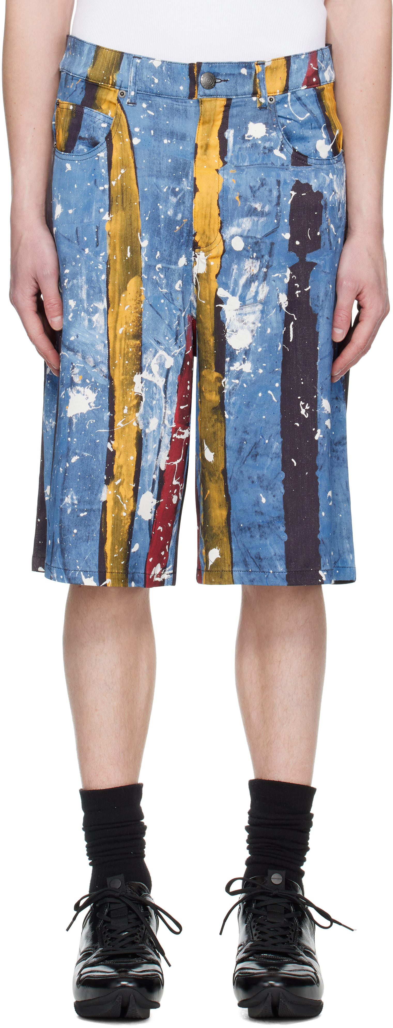 Navy & Blue Silky 'Denim' Shorts
