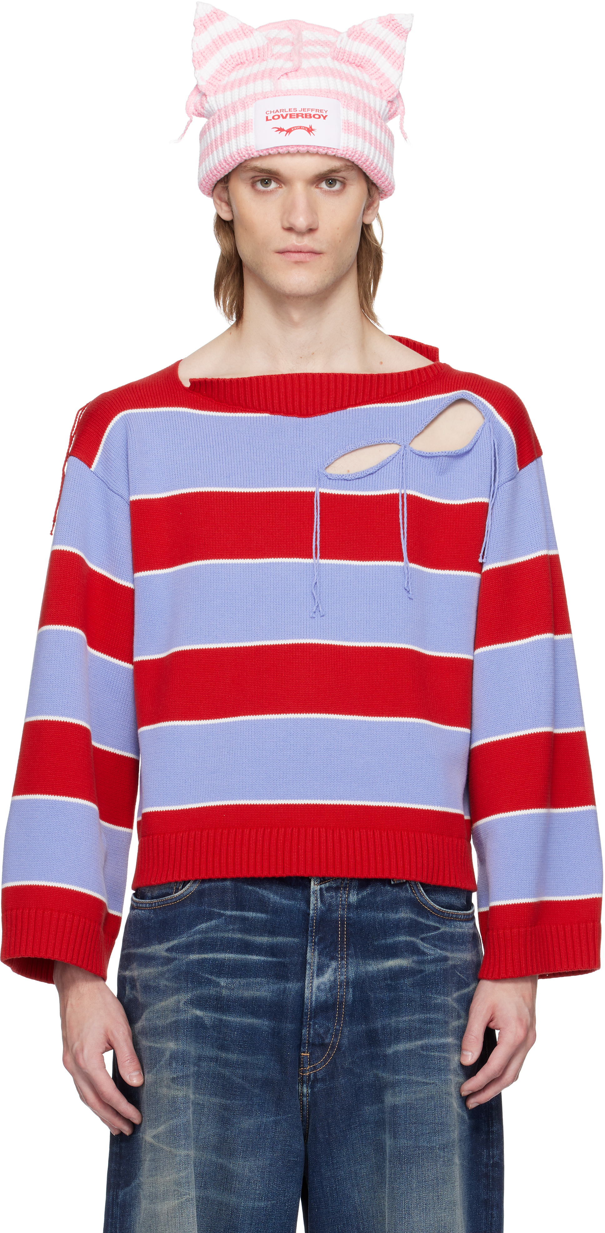 【関税込み】Charles Jeffrey LOVERBOY ブルー Smart セーター Charles Jeffrey Loverboy - チャールズ ジェフリー ラバー