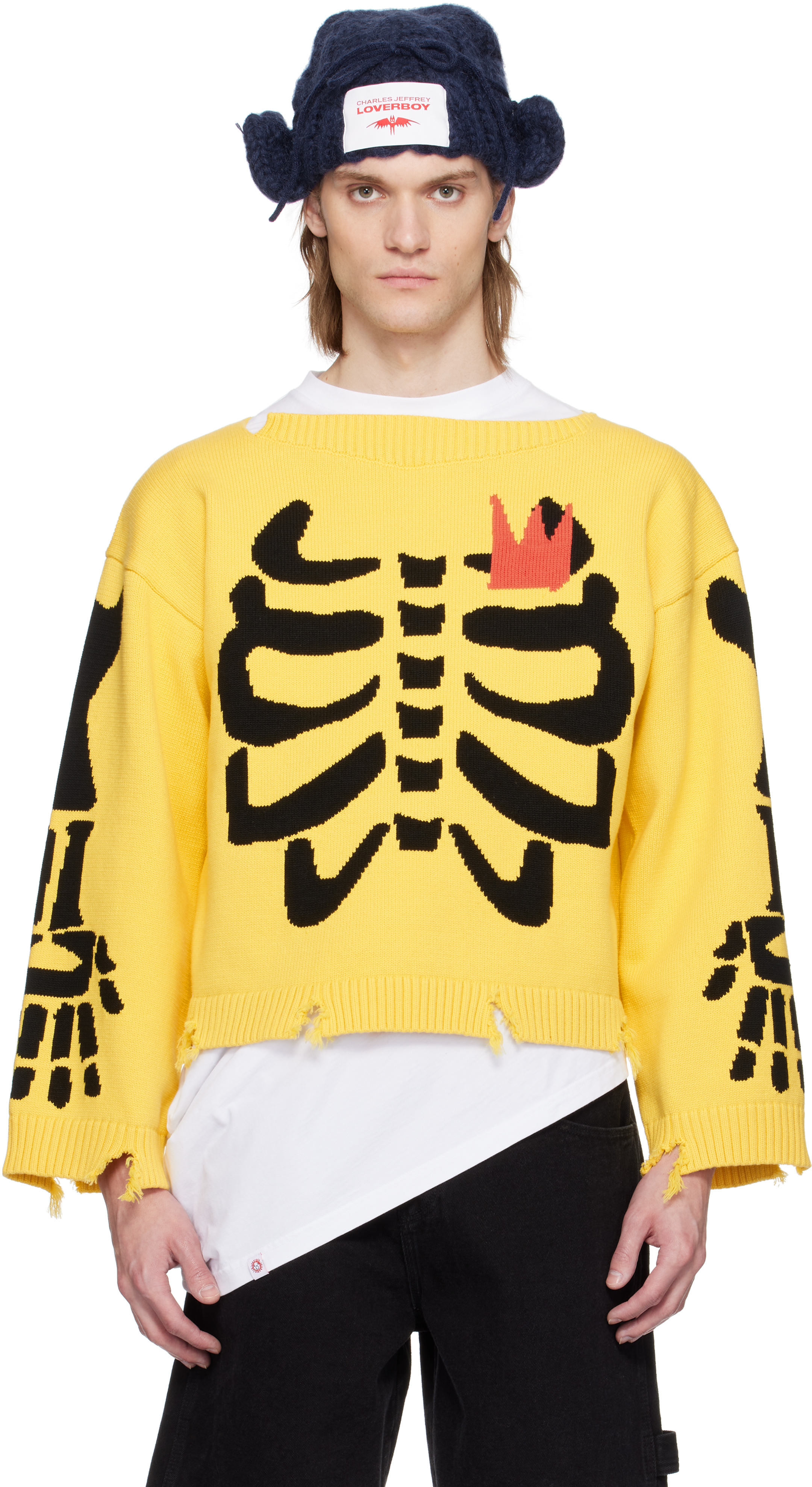 Charles Jeffrey LOVERBOY: イエロー Graphic Slash セーター