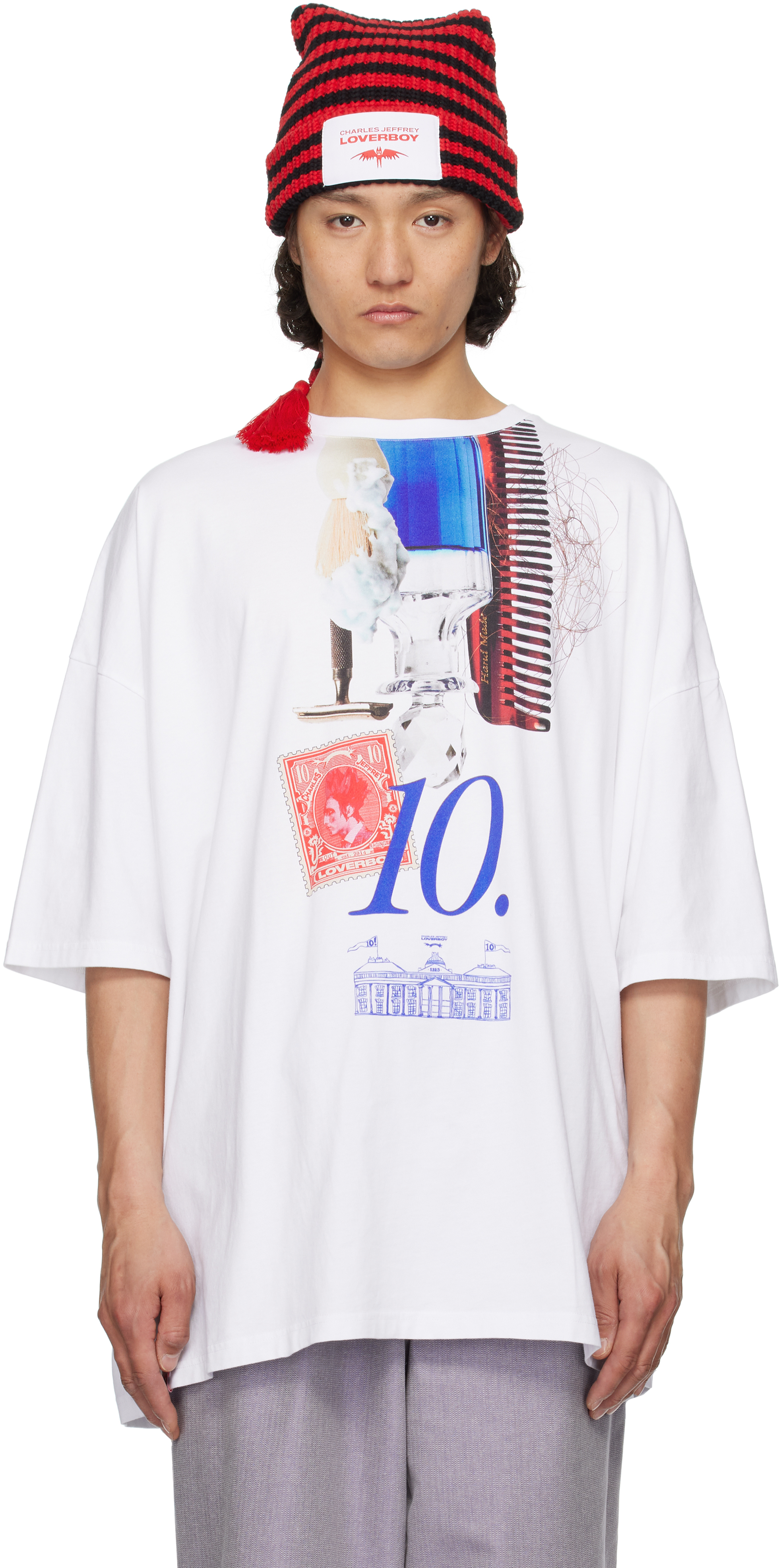 Charles Jeffrey LOVERBOY: White Oversized '10' Year T-shirt