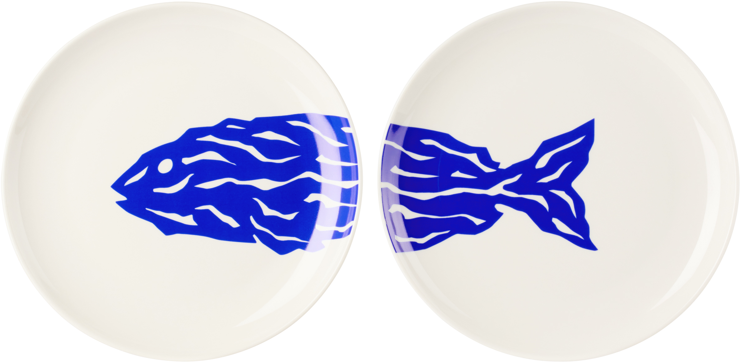 Maison Balzac White & Blue 'le Merou' Tapas Plates Set In Blue