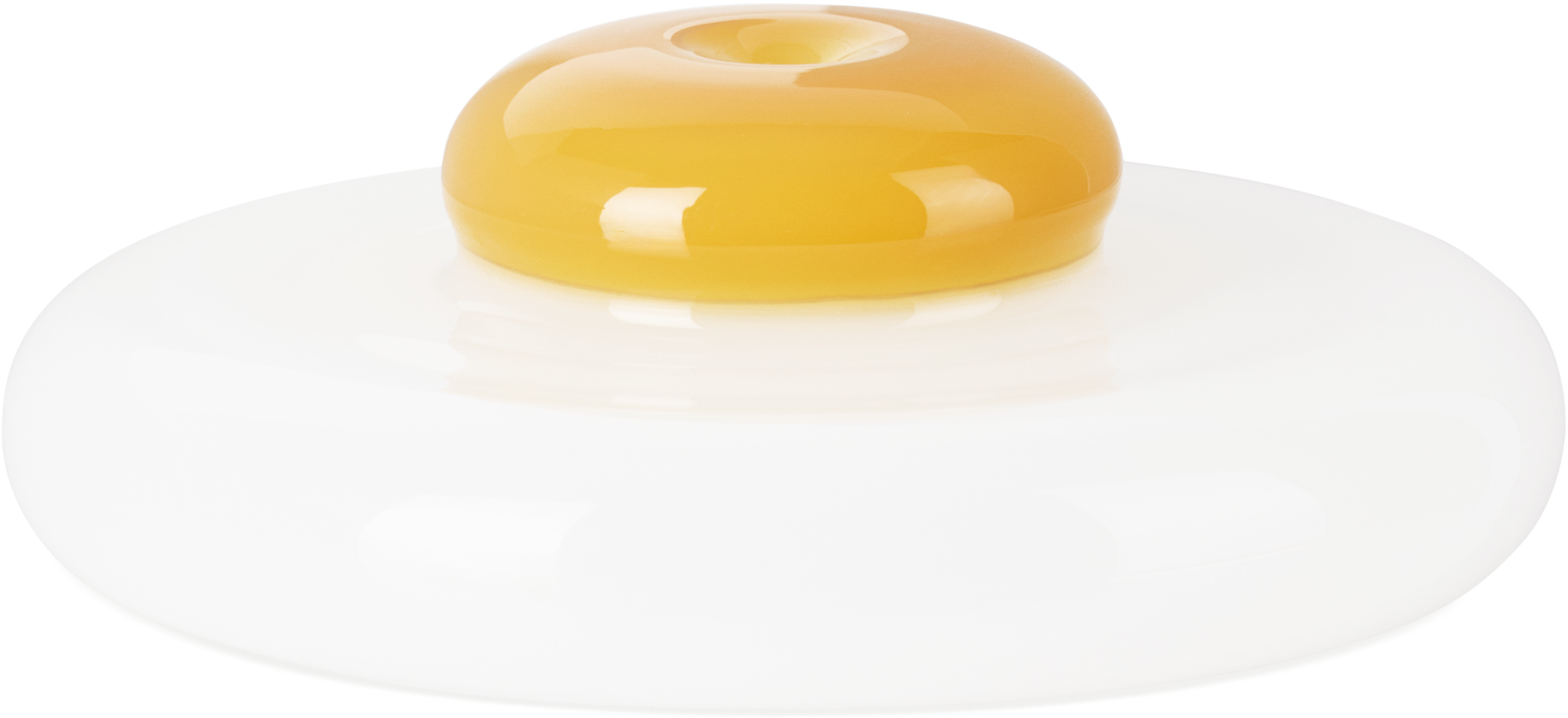 Maison Balzac White & Yellow 'the Good Egg' Incense Holder In White/ Opaque Yellow