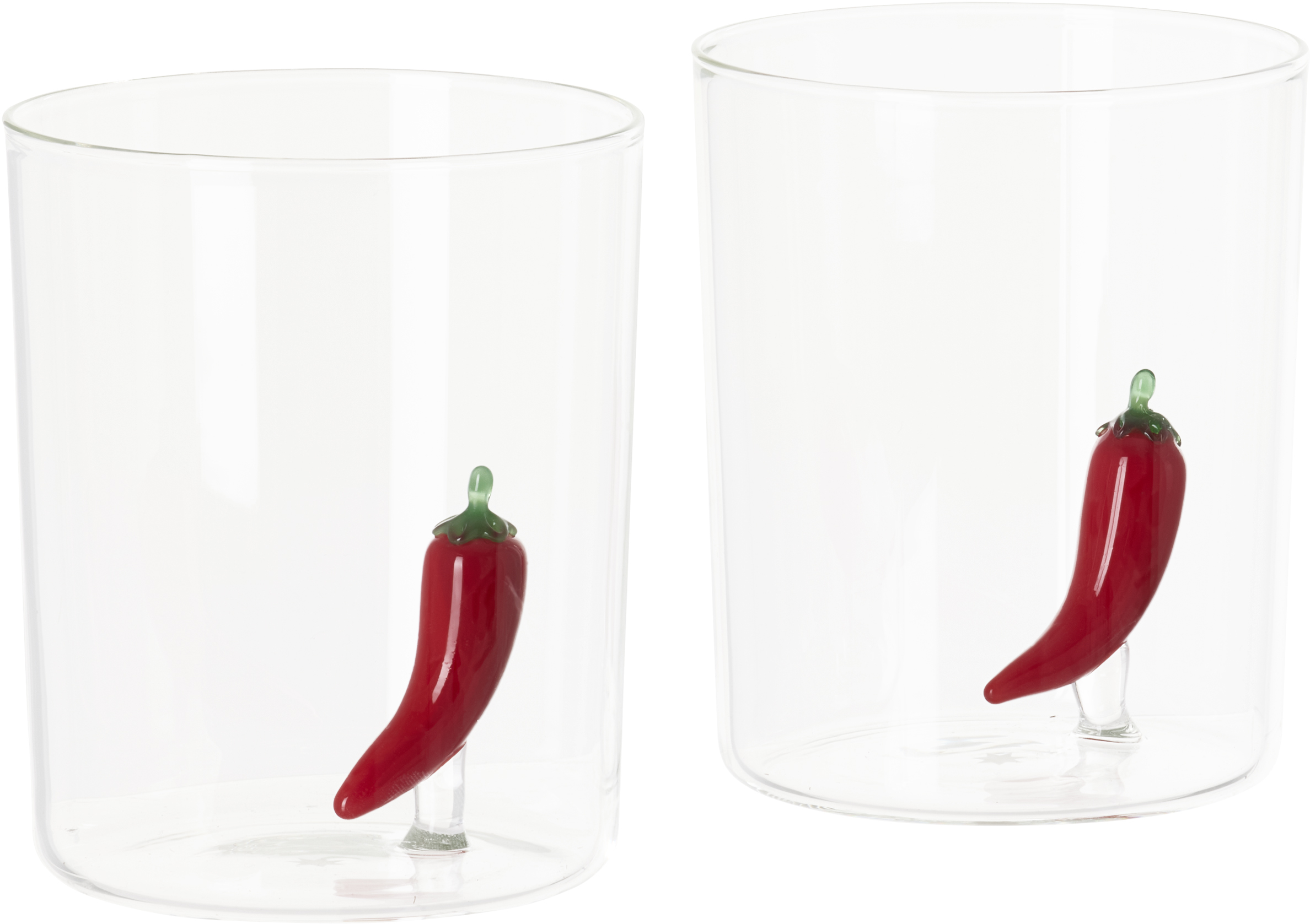 Maison Balzac Red Chilli Gobelets Set In Clear/red