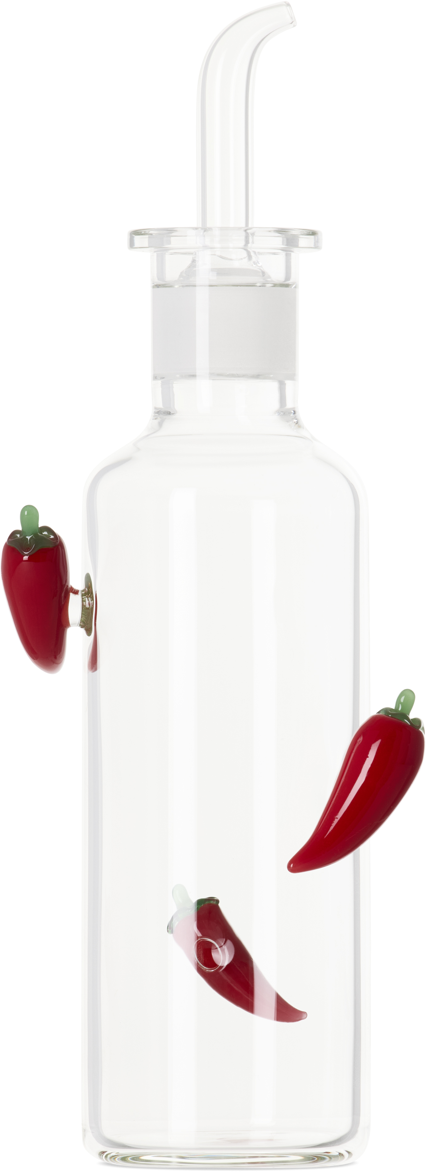 Maison Balzac Red 'the Chilli Bottle' Cruet In Clear/red