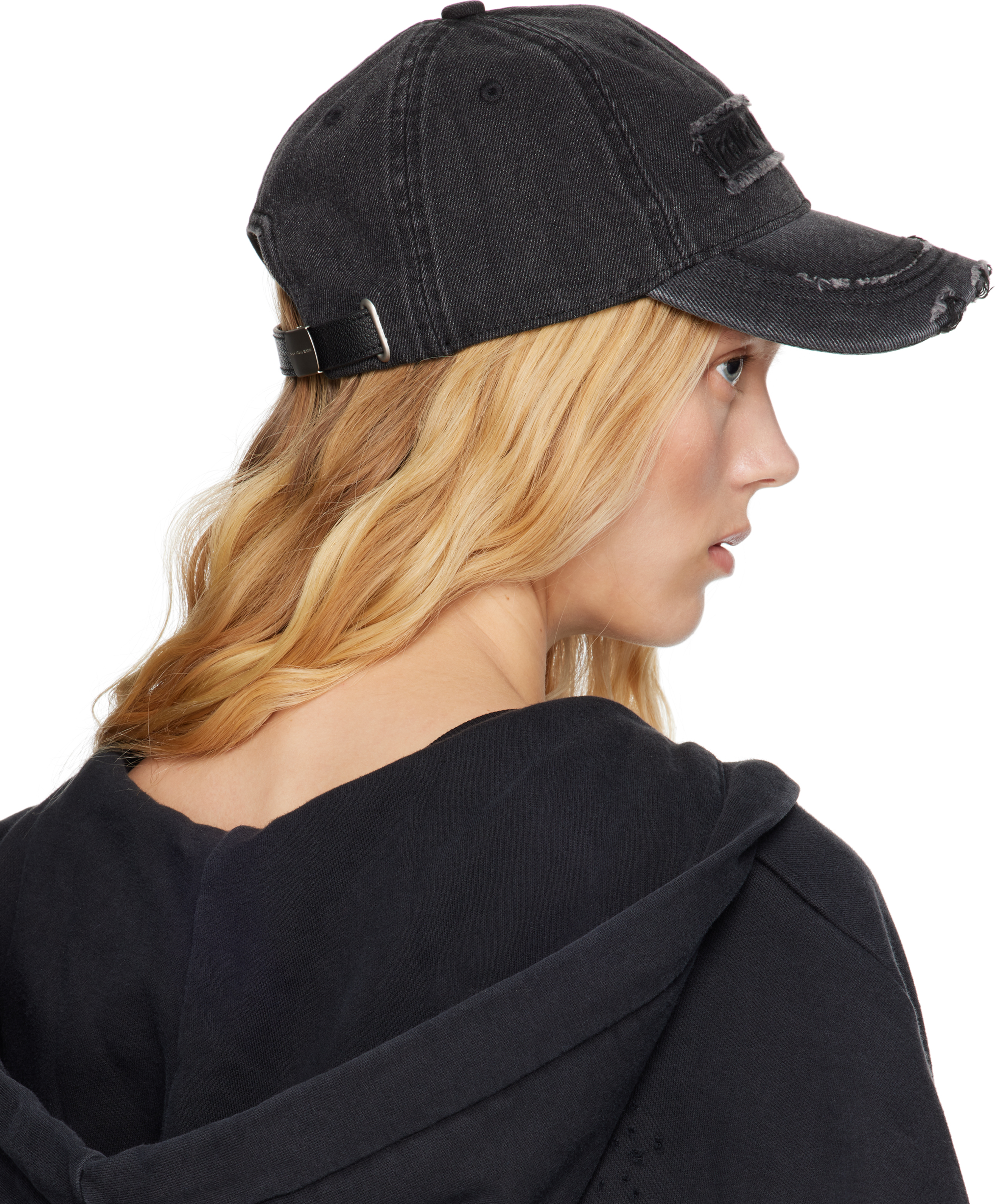 Feng Chen Wang Black Denim Baseball Cap In Black
