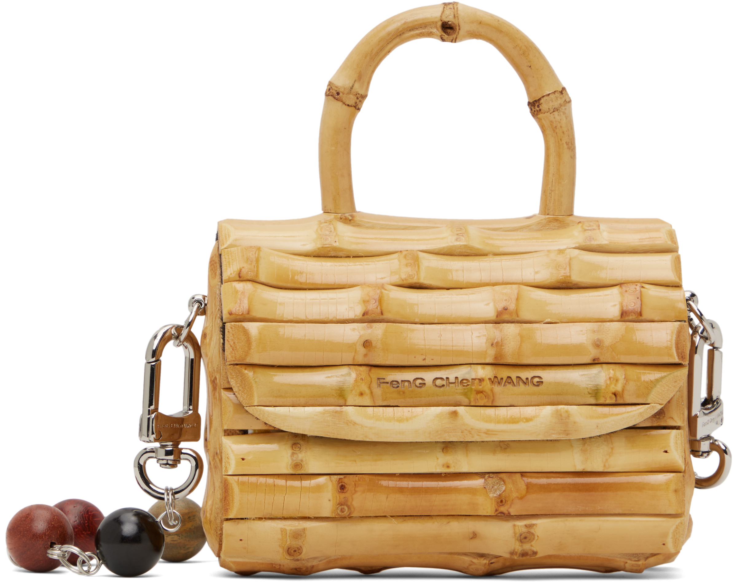 Beige Raw Bamboo Roots Mini Bag