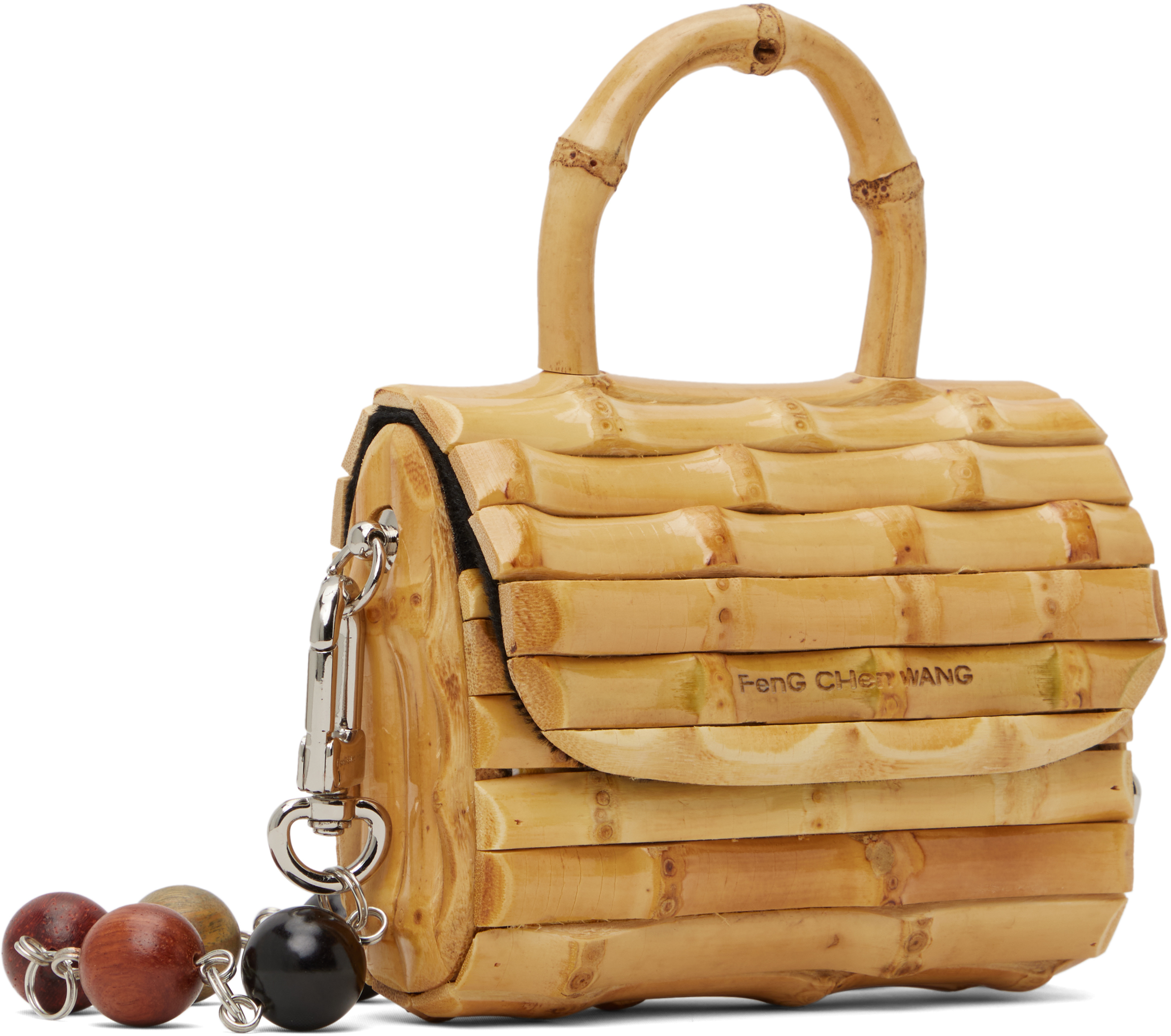 Feng Chen Wang Beige Raw Bamboo Roots Mini Bag In Bamboo