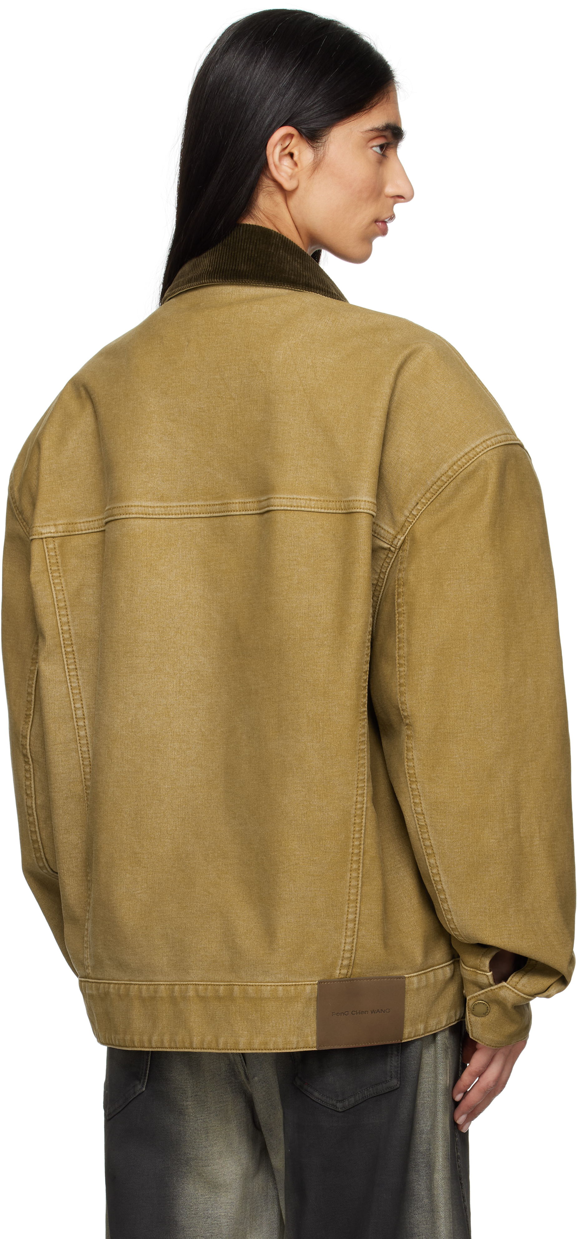 Feng Chen Wang Tan Washed Canvas Workwear Jacket In Brown