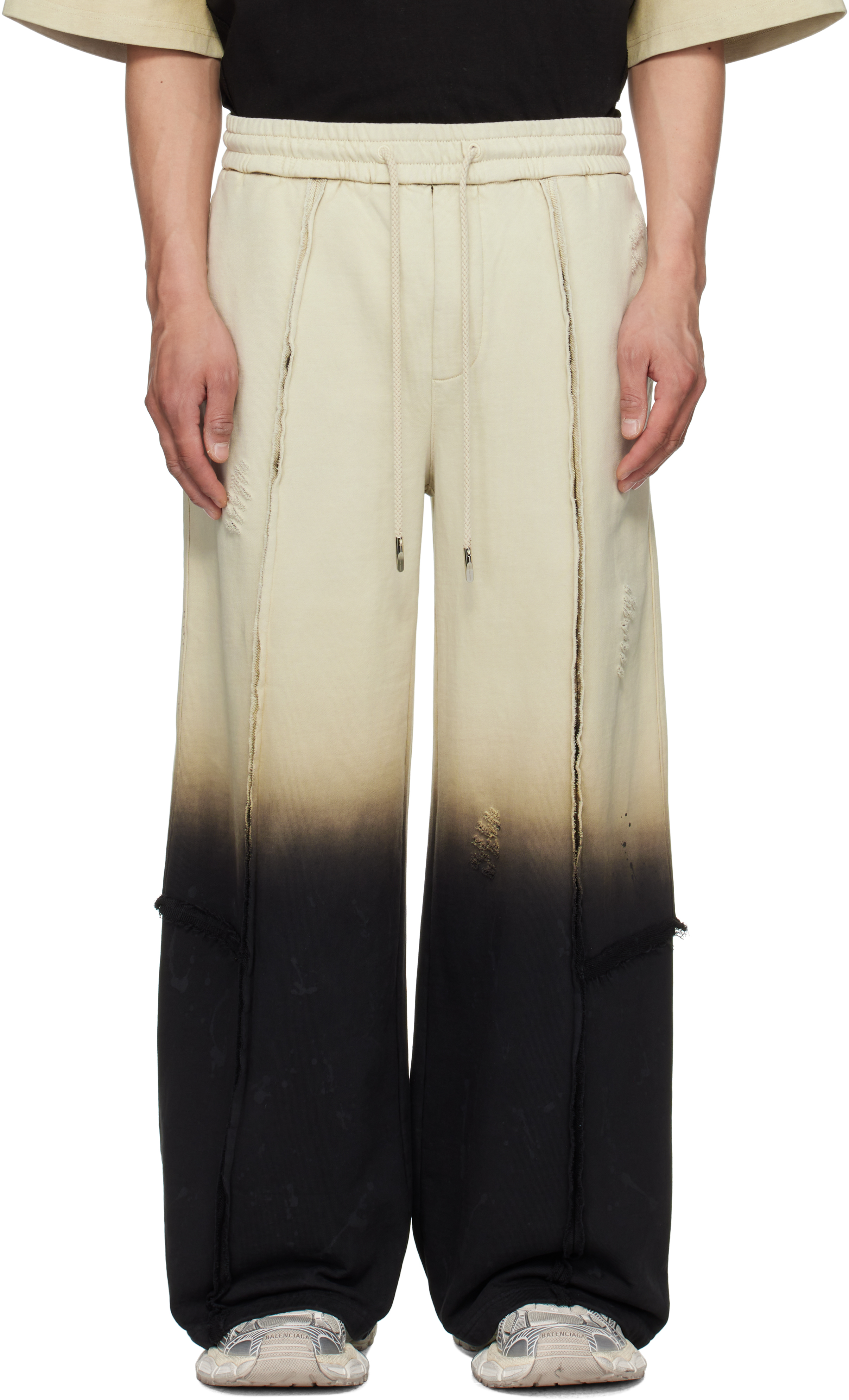 Feng Chen Wang: Beige & Black Gradient Sweatpants | SSENSE