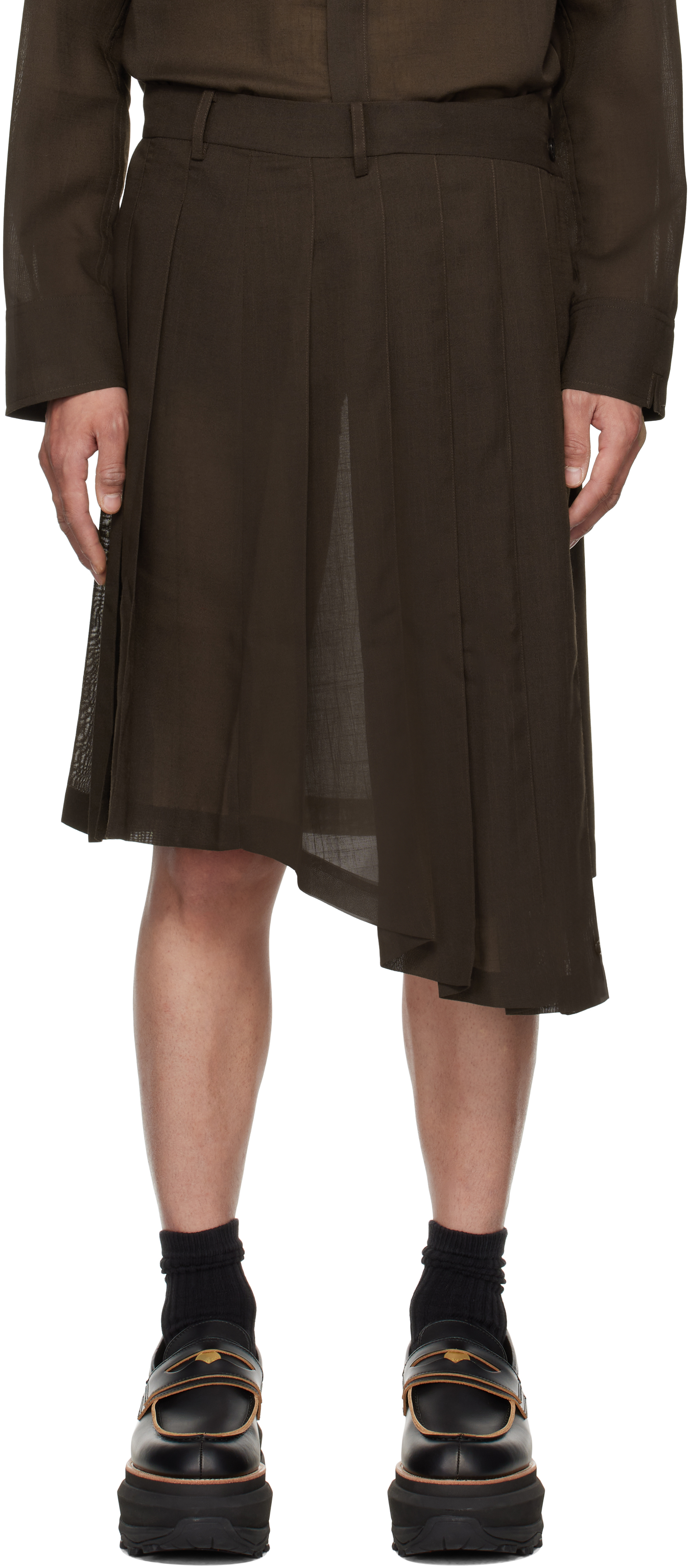 Brown Pleated Skirt