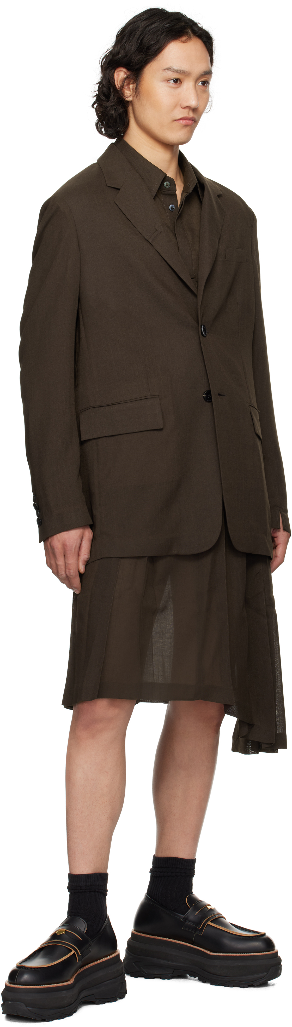 Feng Chen Wang Brown Pleated Skirt In Brown