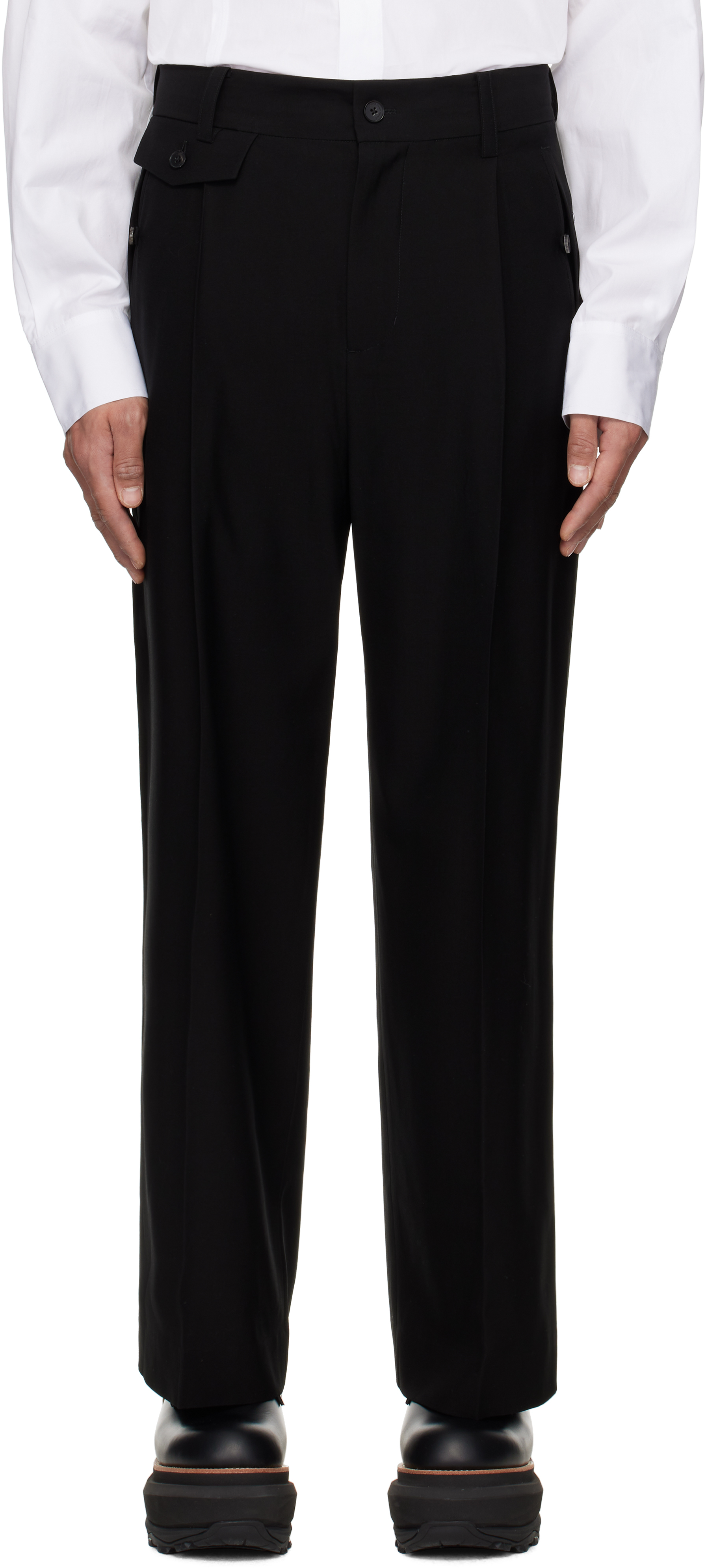 Black Slashed Wide Trousers