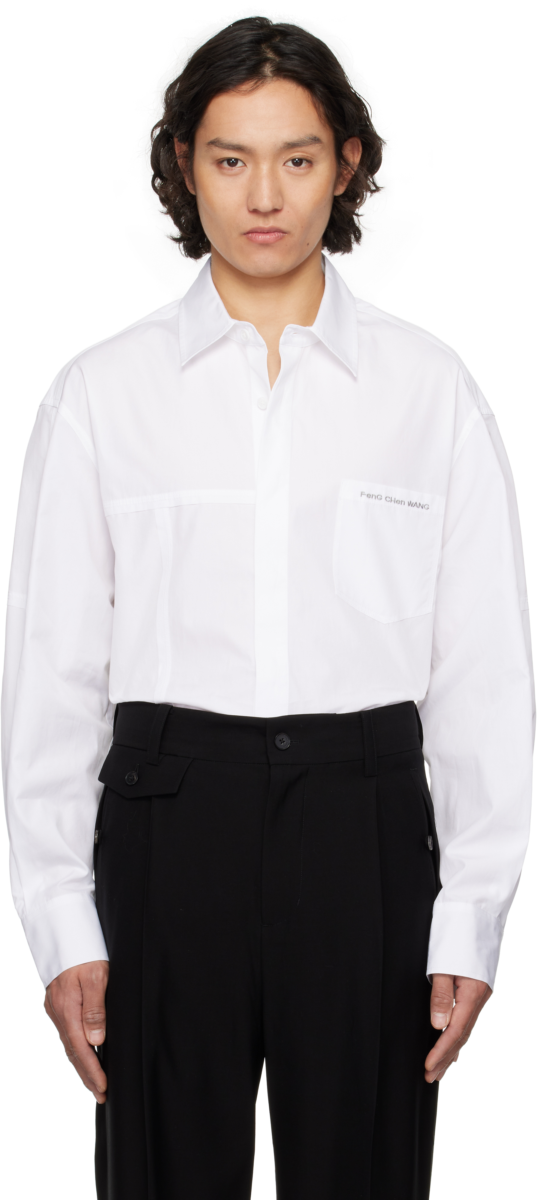 【関税込み】Feng Chen Wang ホワイト パネル スウェットシャツ Feng Chen Wang shirt-panelled Sweatshirt | Neutrals