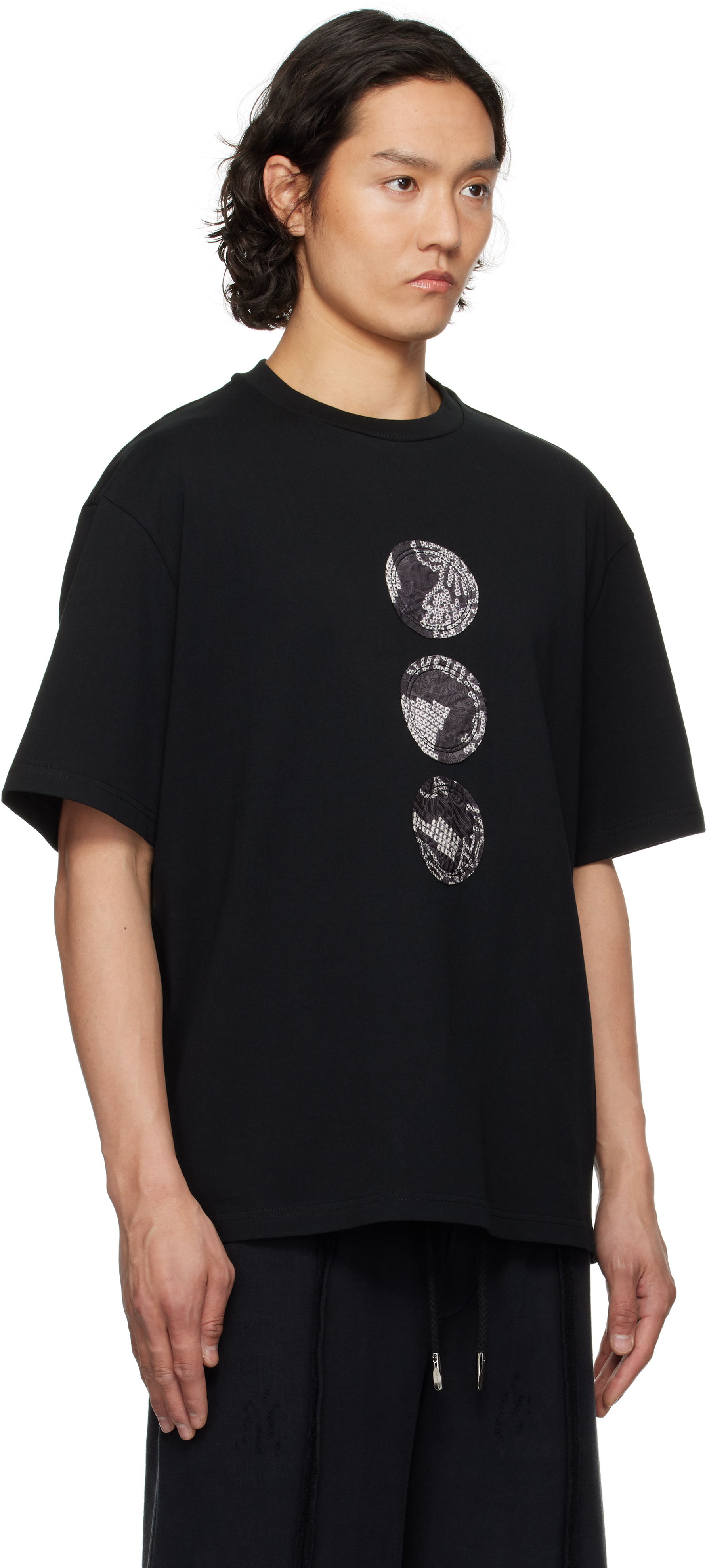 Feng Chen Wang Black Yu Zu Xie Patch T-shirt In Black