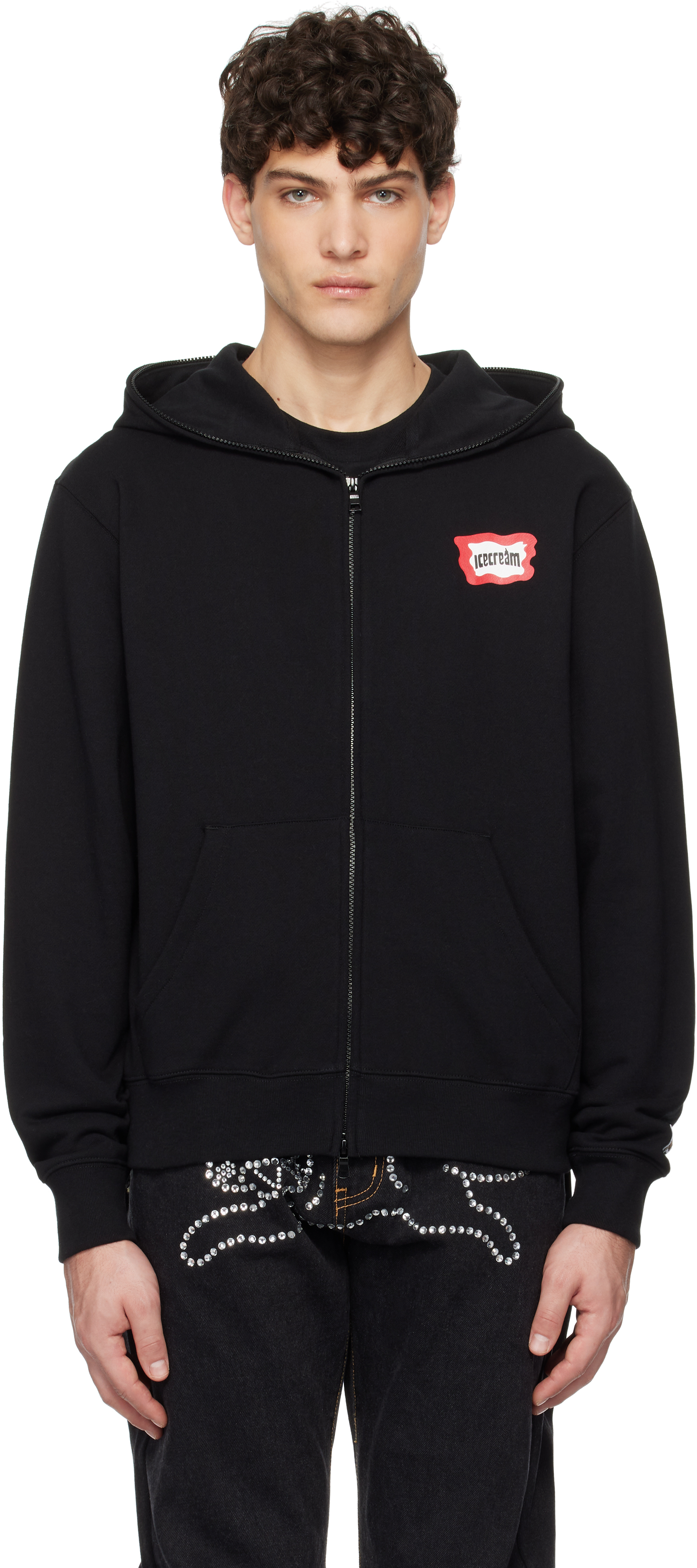 Black Roundabout Zip Through Hoodie