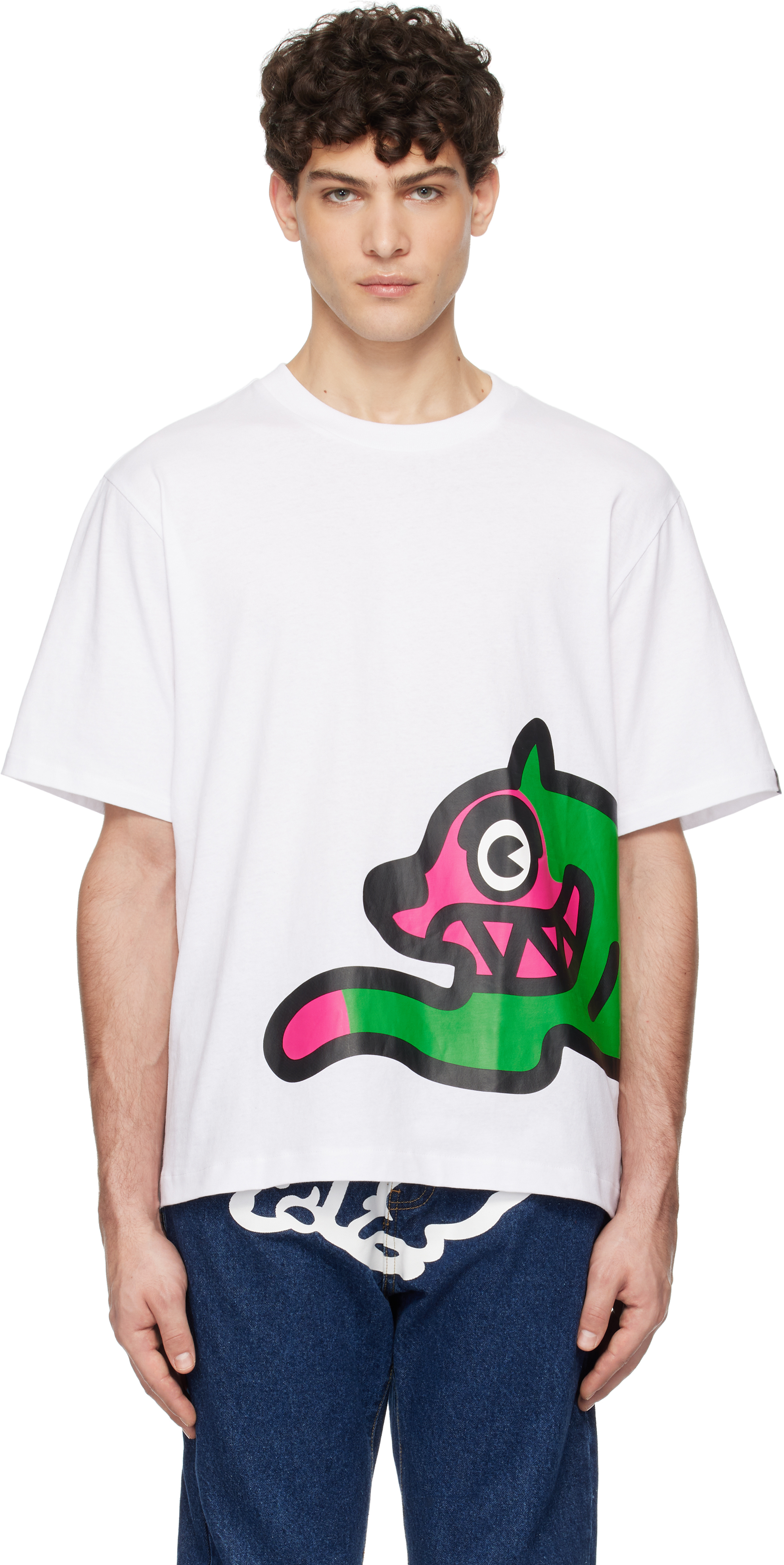 【関税込み】ICECREAM ホワイト Jumbo Running Dog Tシャツ ICECREAM Men's Jumbo Running Dog T-Shirt in White ICECREAM