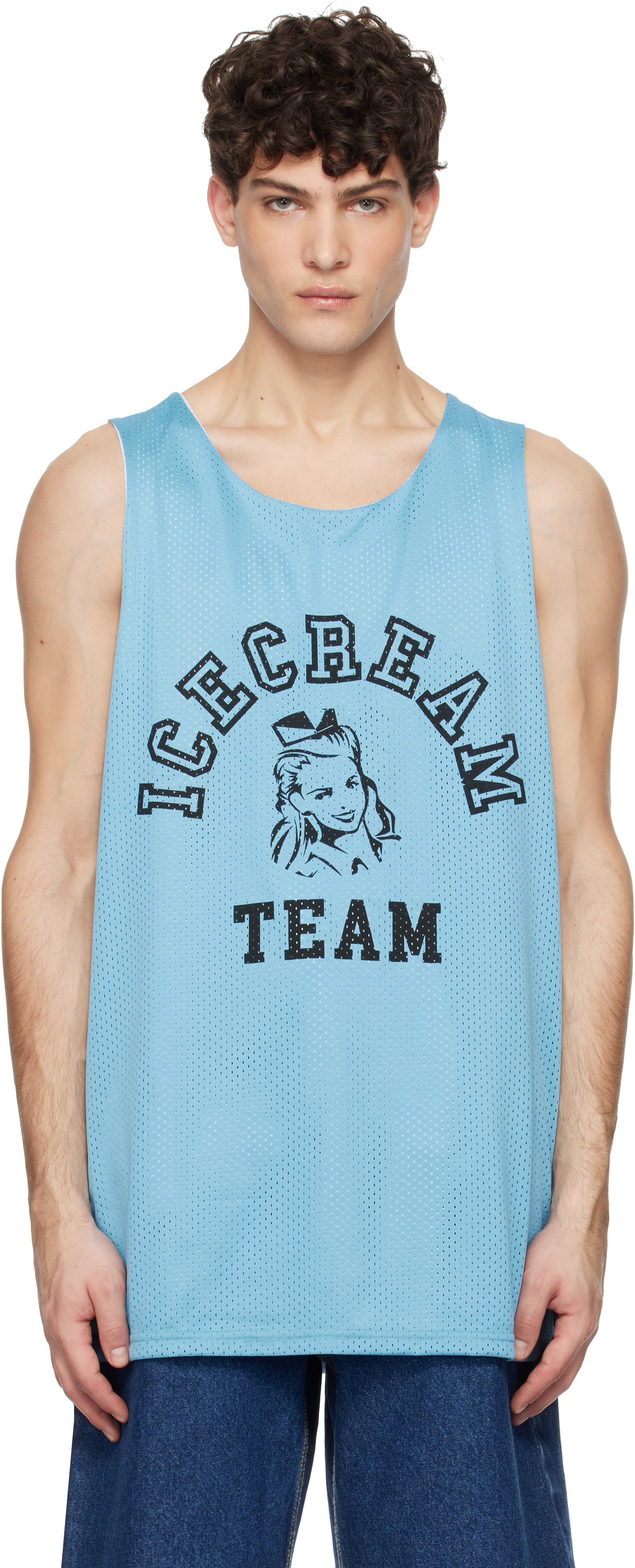 Blue 'Team Ice Cream' Reversible Tank Top