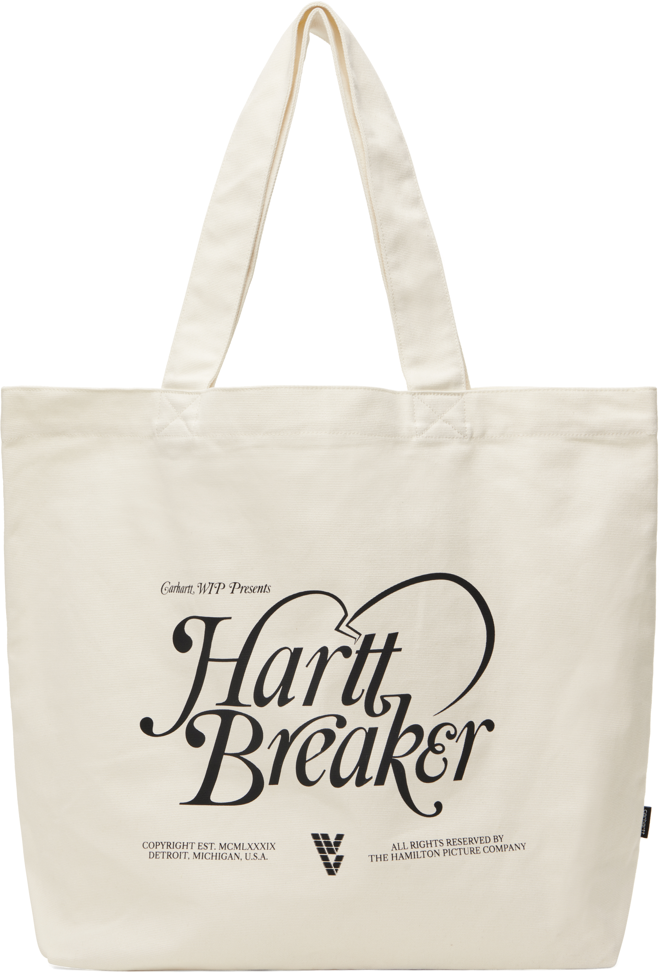 White Canvas Graphic Large Tote