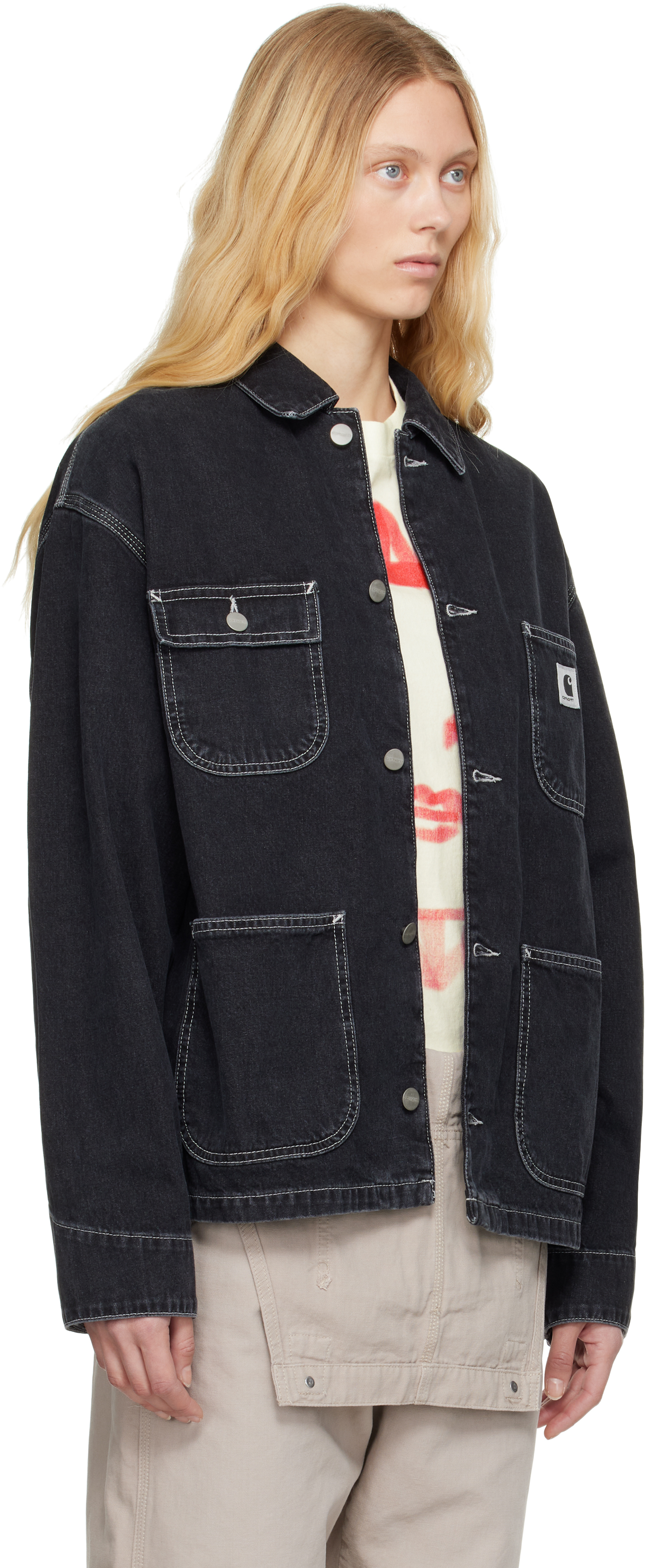 Carhartt Black Og Michigan Denim Jacket In Black Stone Washed