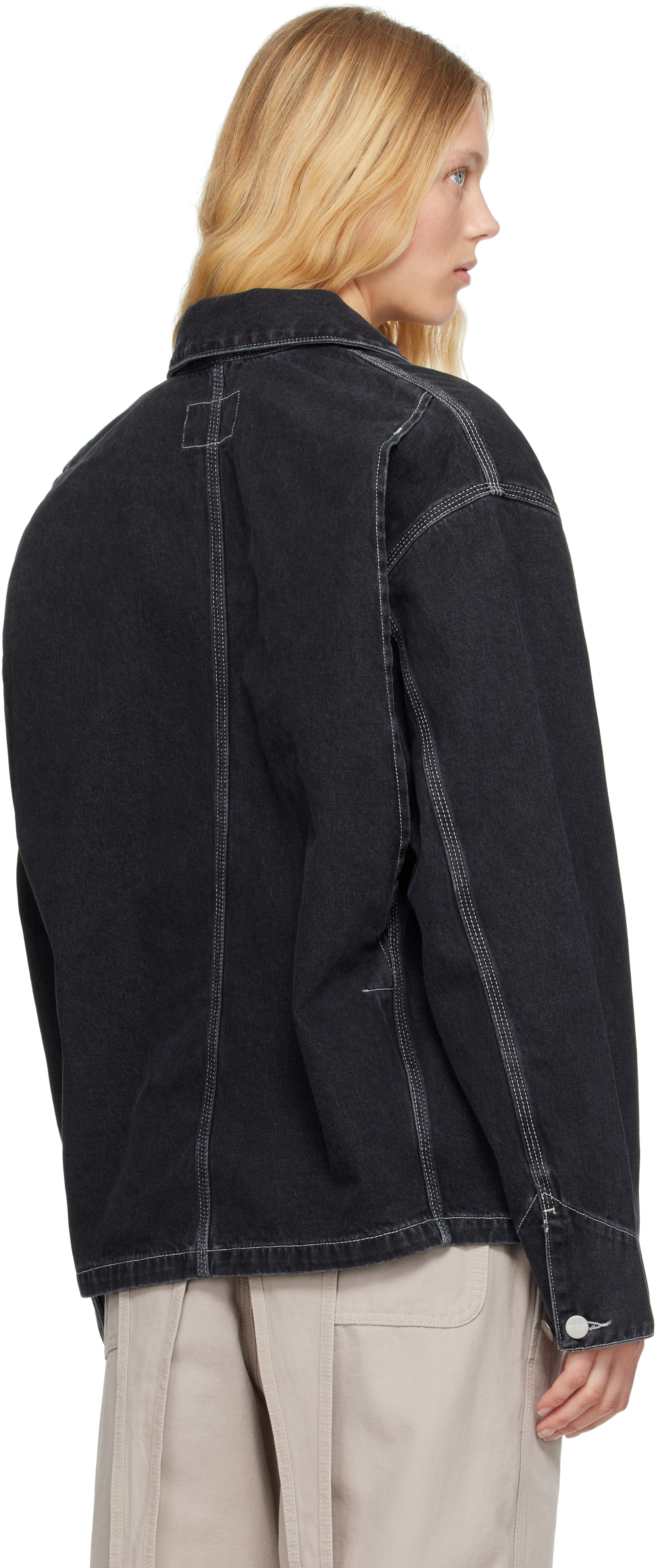 Carhartt Black Og Michigan Denim Jacket In Black Stone Washed