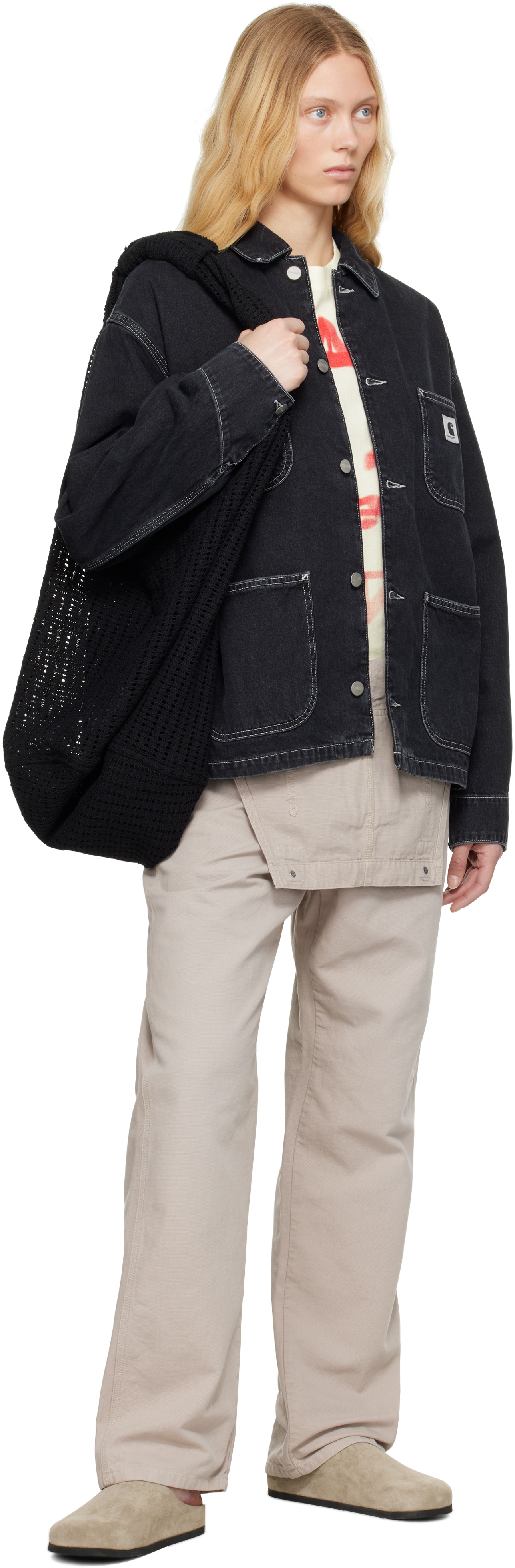 Carhartt Black Og Michigan Denim Jacket In Black Stone Washed