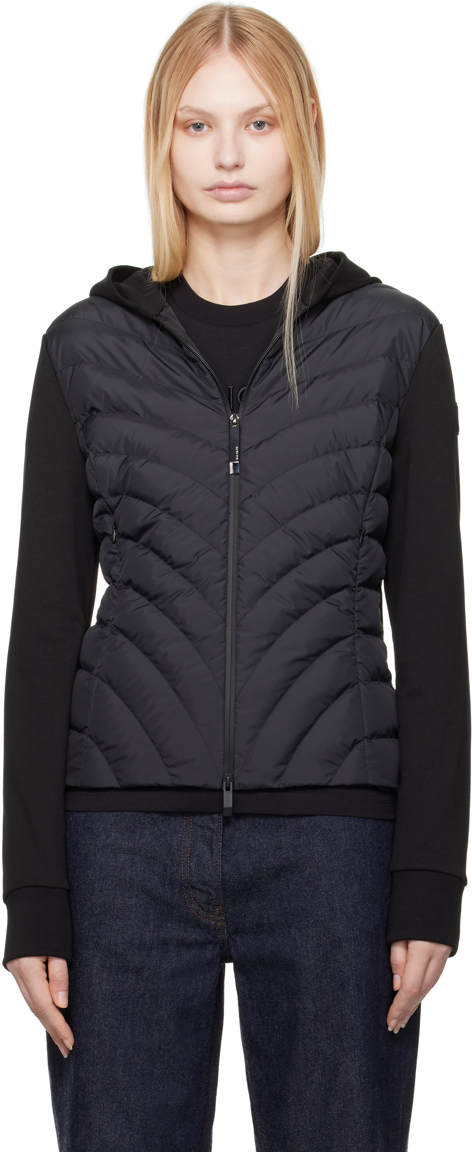 Moncler Black Zip Up Cardigan Down Jacket