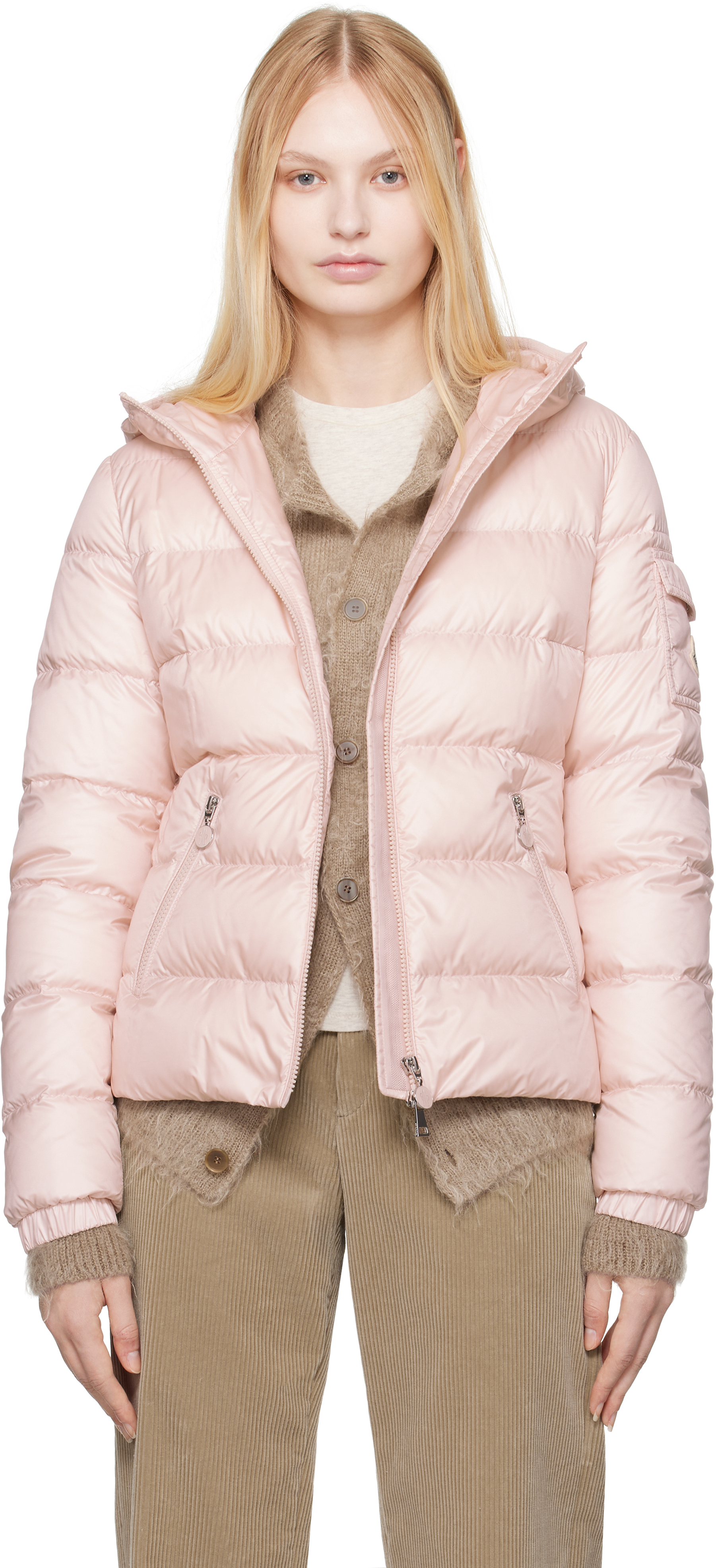 Pink Gles Hooded Short Down Jacket