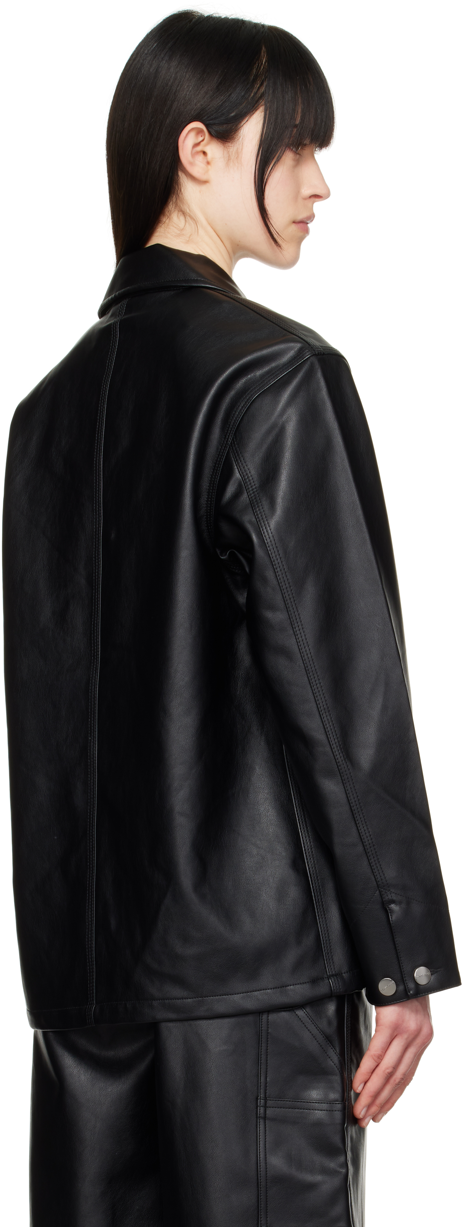 Carhartt Ip Womens Michigan Patch-pockets Relaxed-fit Faux-leather Jacket Black Xs In Black