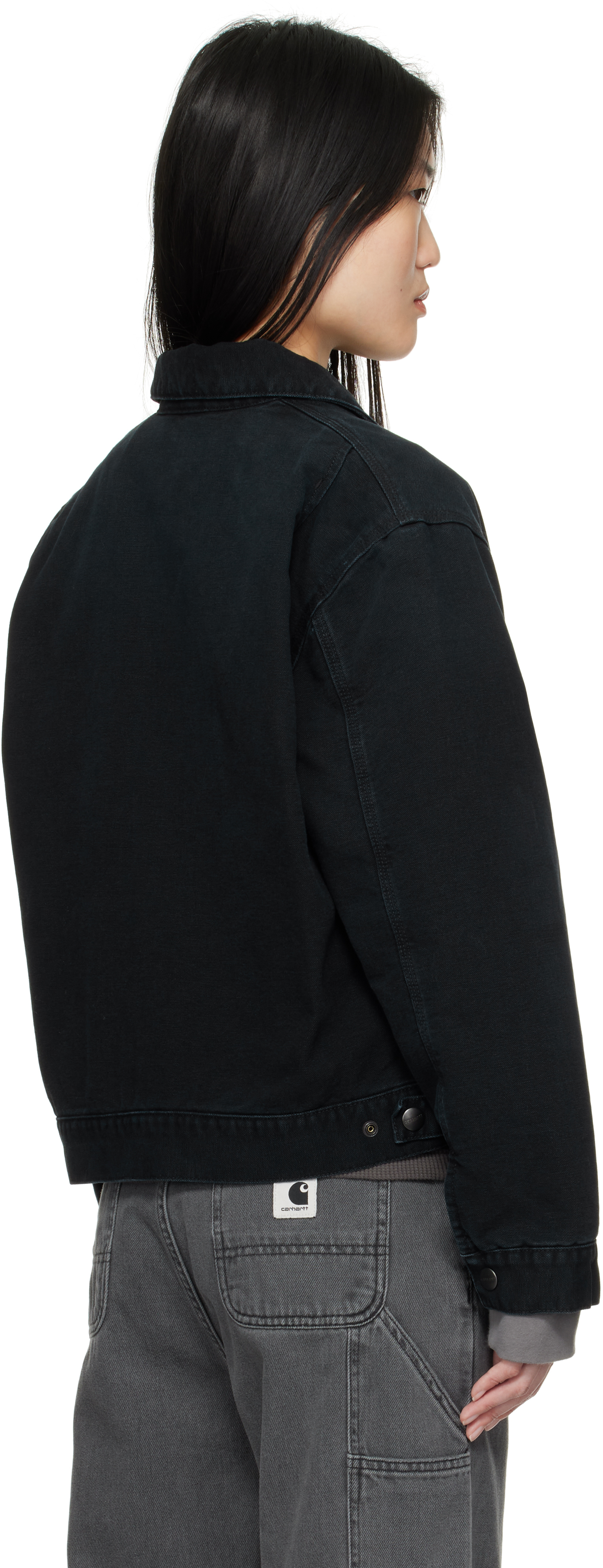 Carhartt Dayton Jacket In Stone Canvas Black