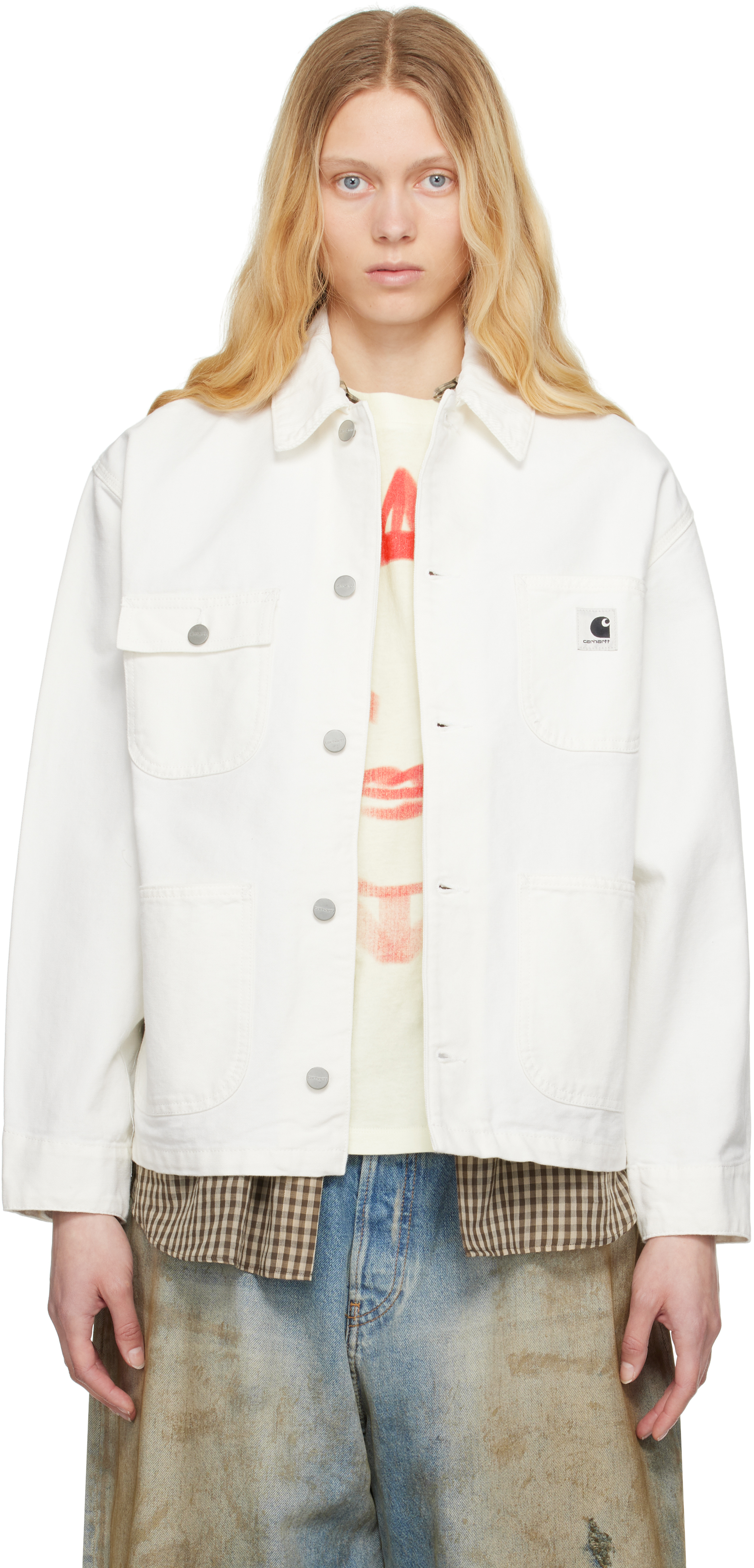 Carhartt White Michigan Jacket In Wax / Wax Rinsed