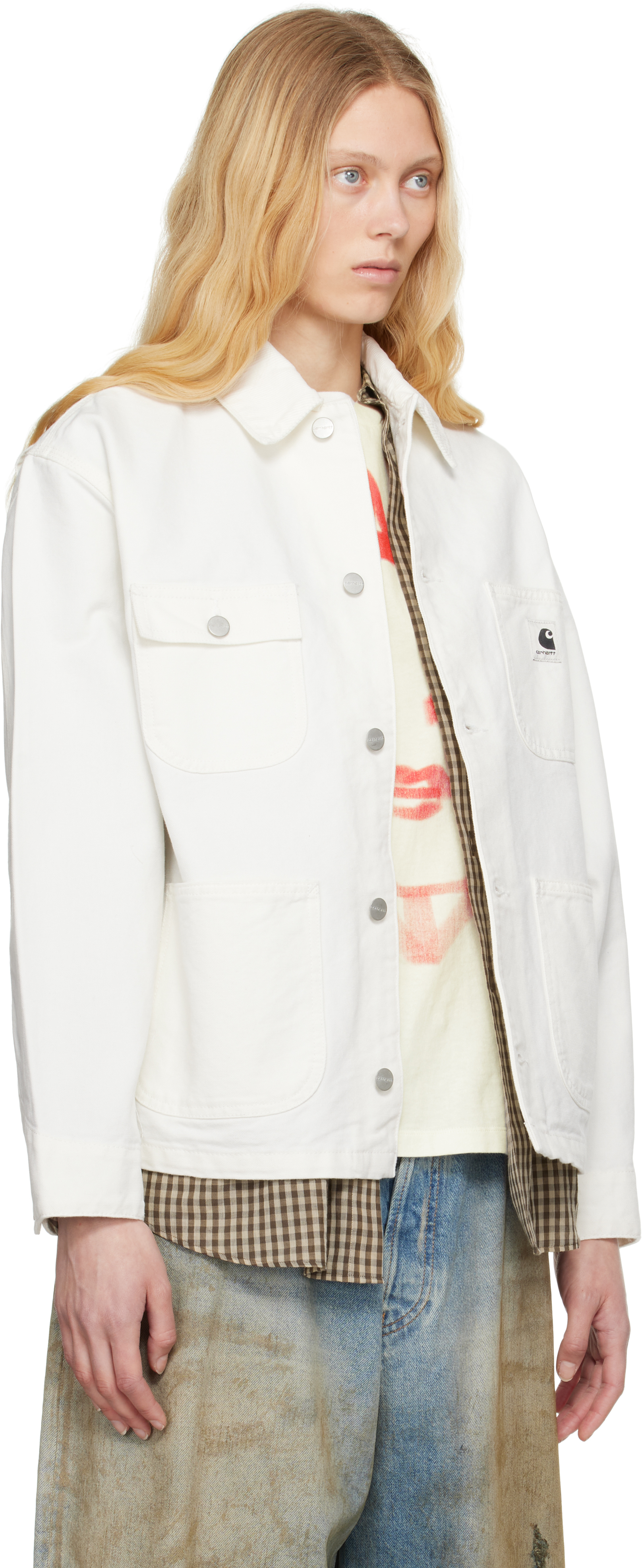 Carhartt White Michigan Jacket In Wax / Wax Rinsed