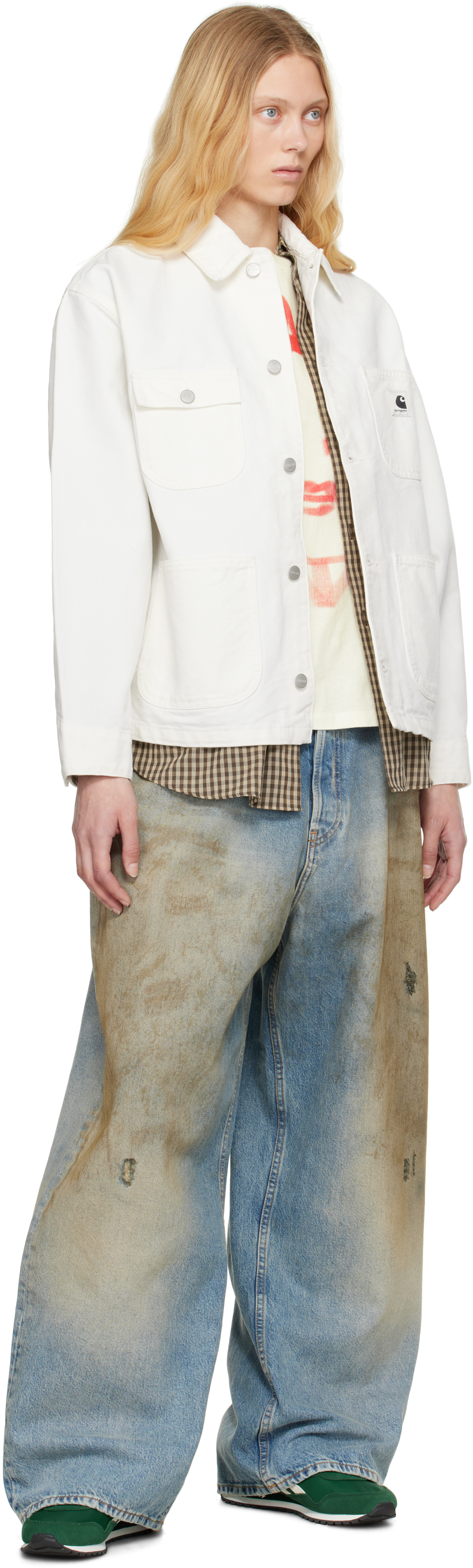 Carhartt White Michigan Jacket In Wax / Wax Rinsed