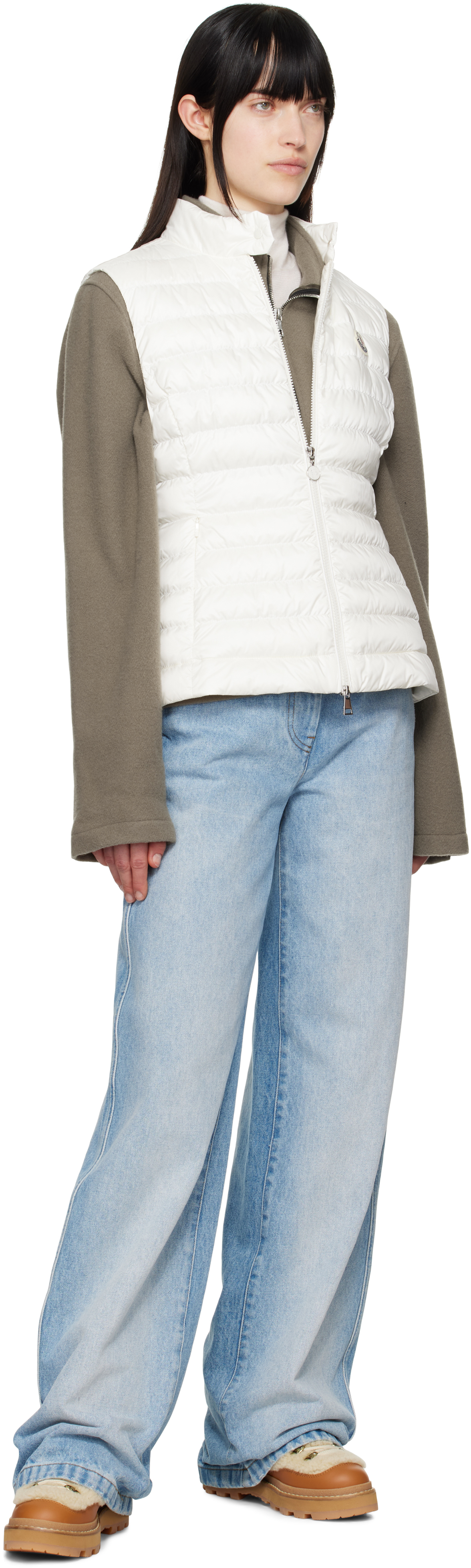 Moncler White Igens Down Vest In 034 White