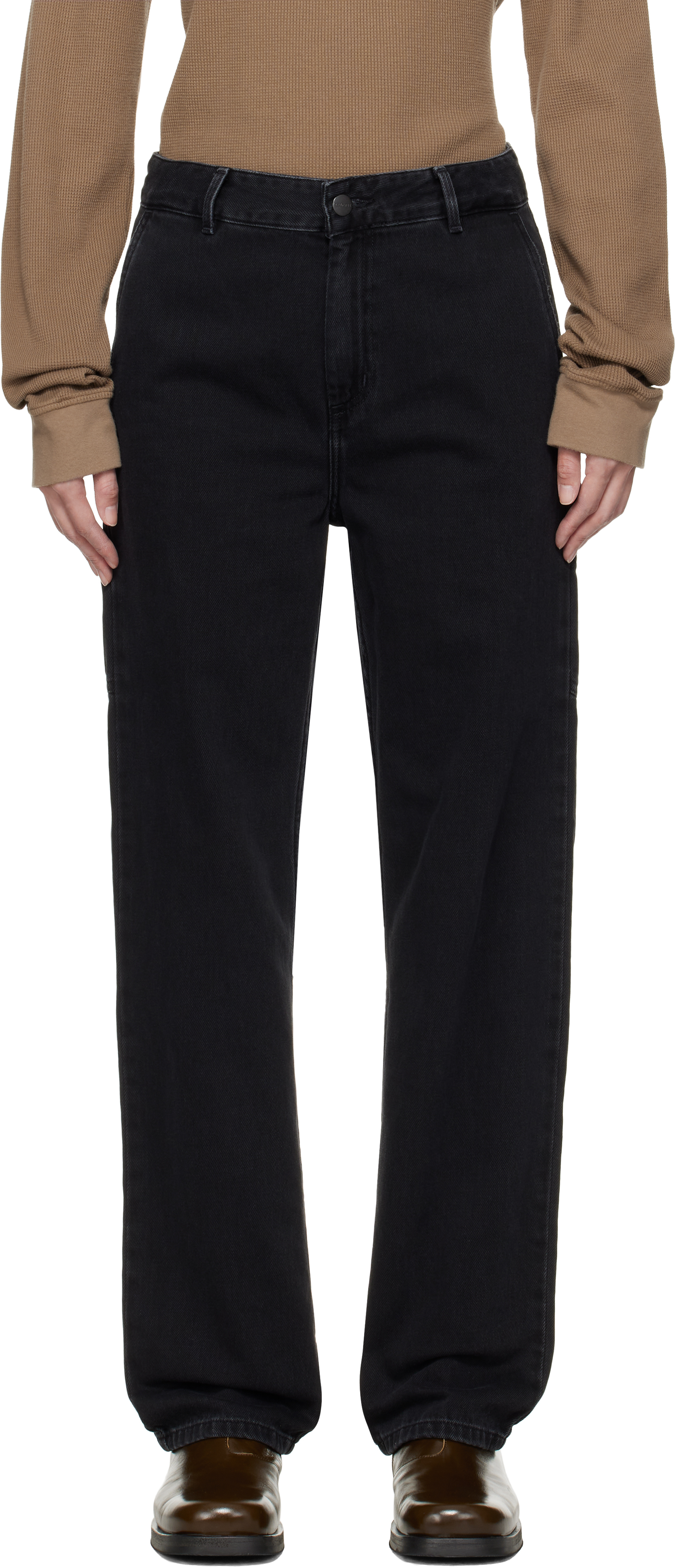 Work straight pants w/pierce（BLACK） M Carhartt WIP - W' Pierce Pant Straight - Black Rinsed