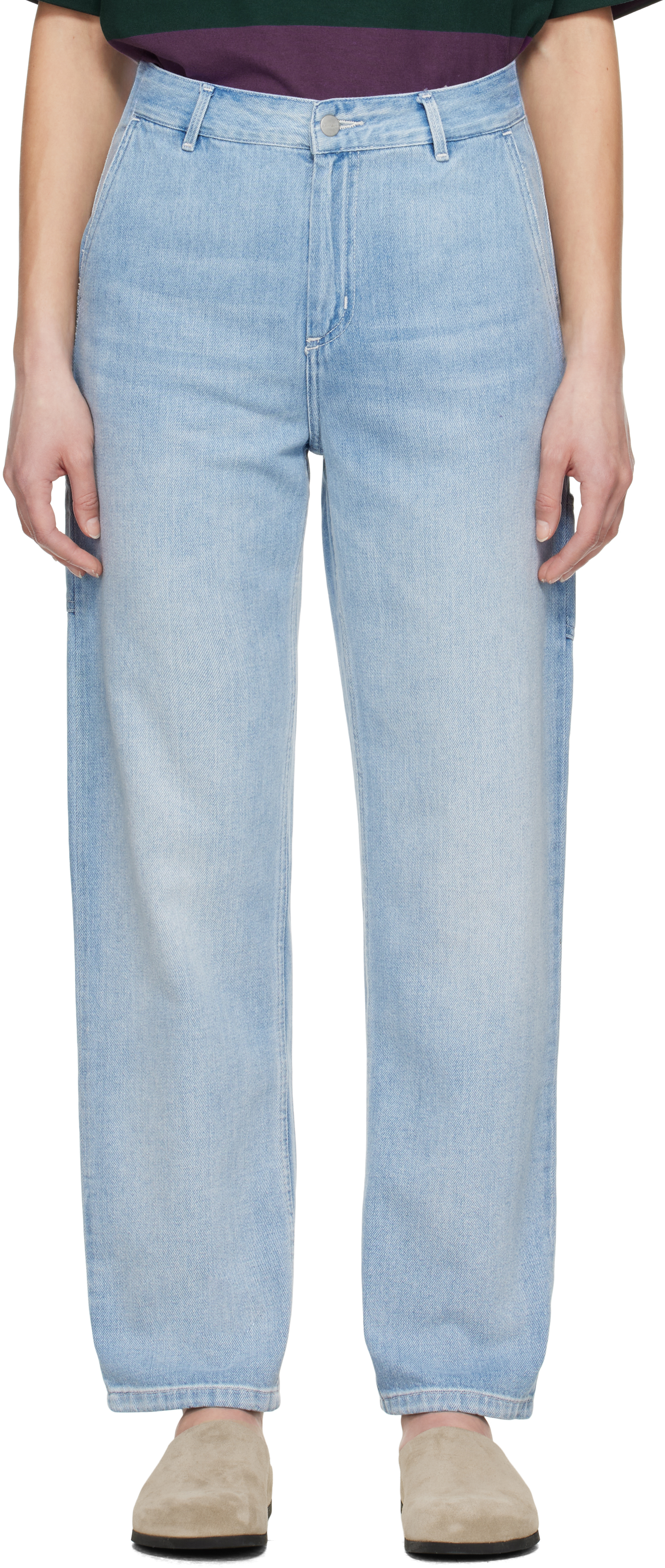 Carhartt Blue Pierce Straight Jeans In Blue Light Stone Was