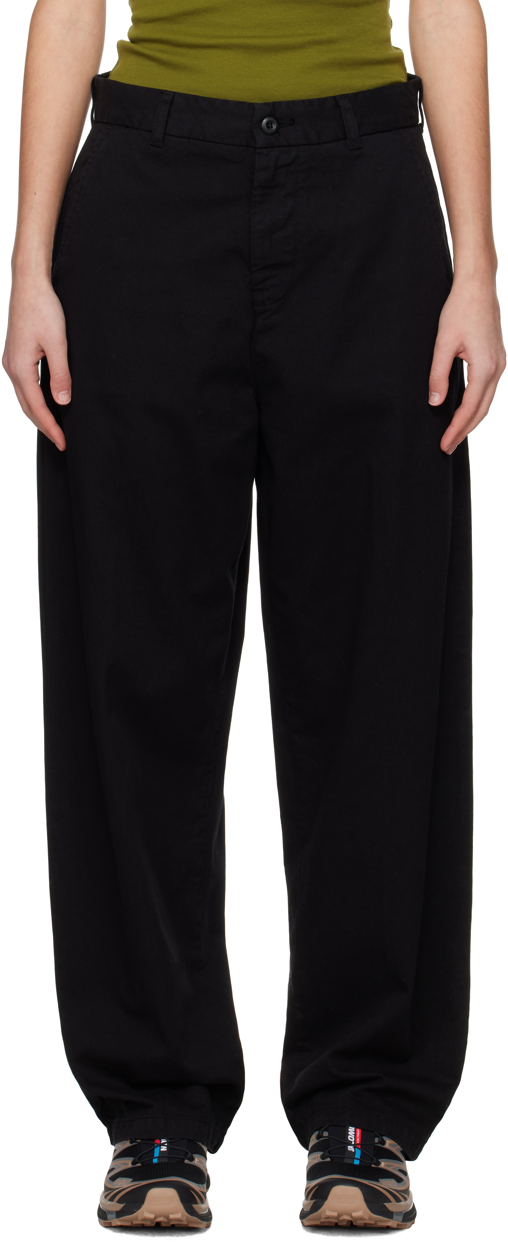 Carhartt Denim Trousers Decorated With Brandon Logo In Black