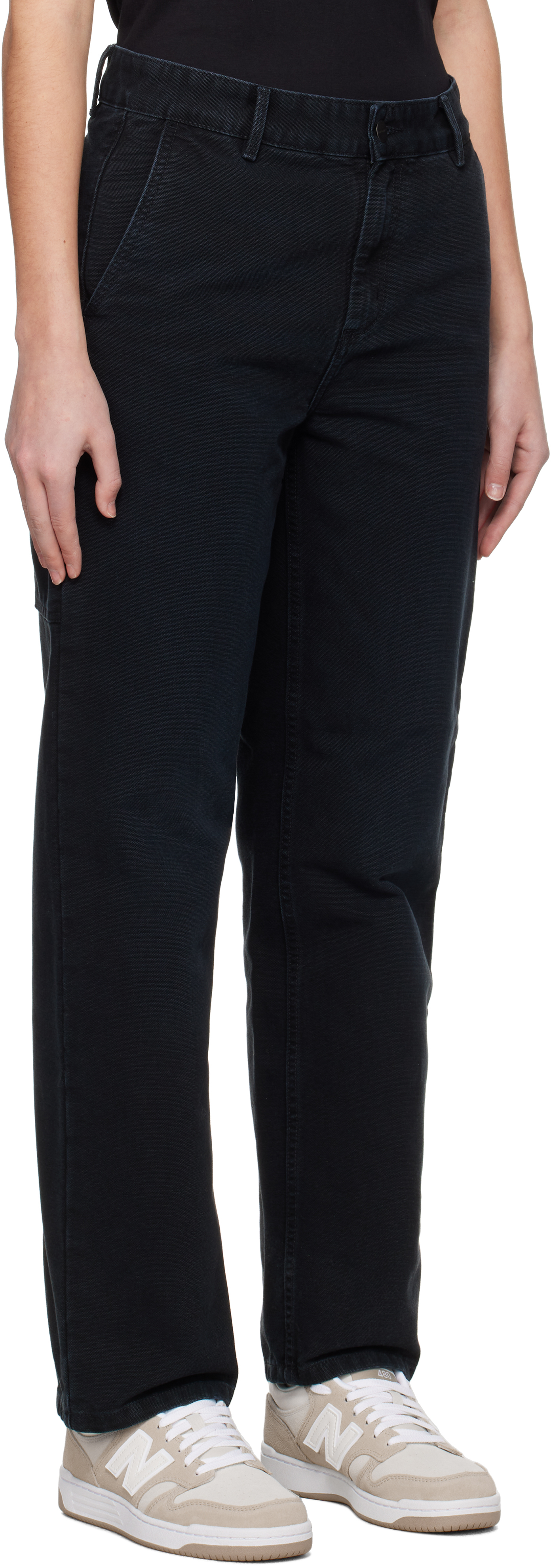 Carhartt Black Pierce Trouseres In Stone Canvas Black