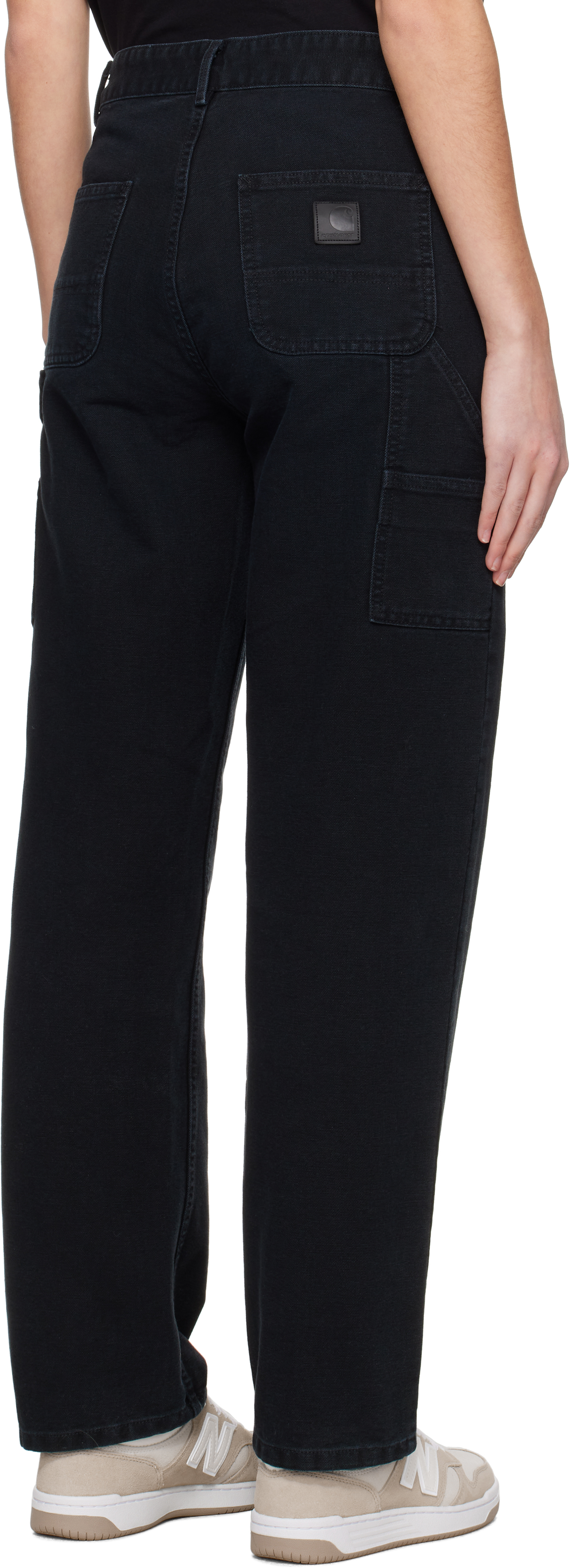 Carhartt Black Pierce Trouseres In Stone Canvas Black