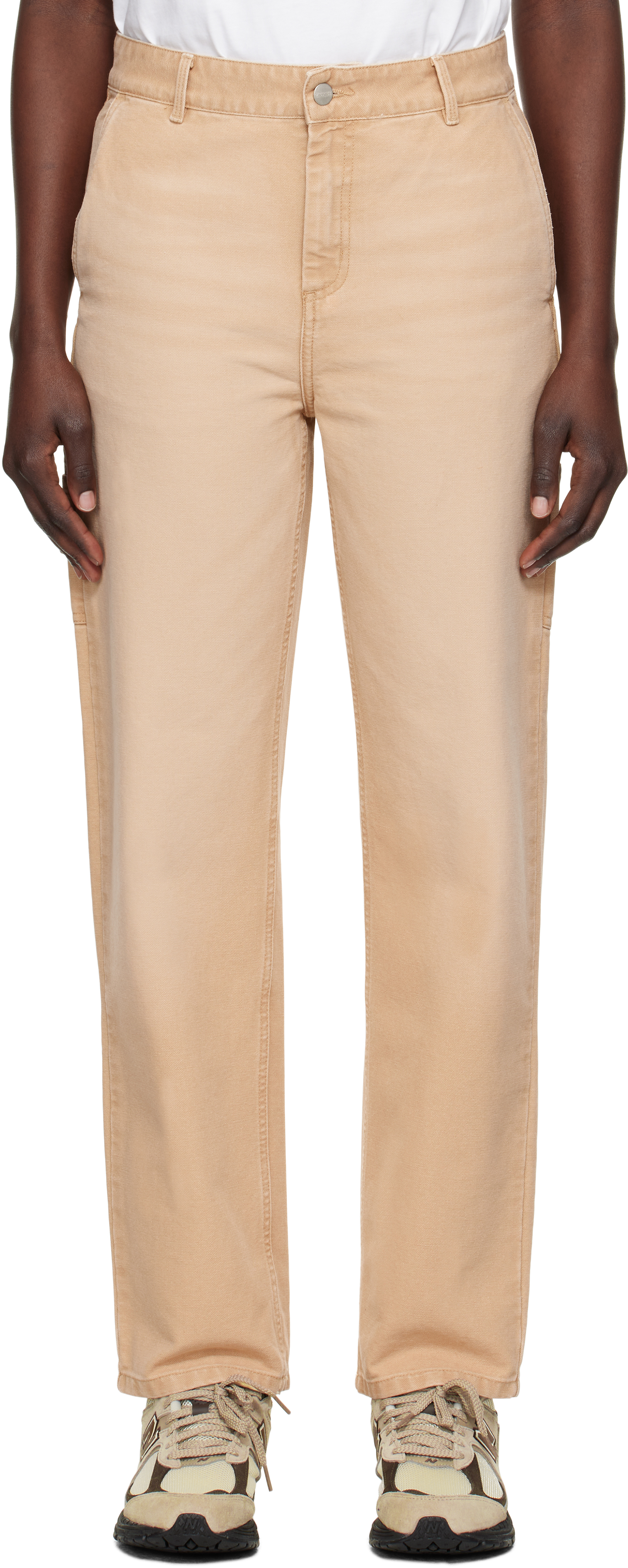 Beige Pierce Straight Trousers