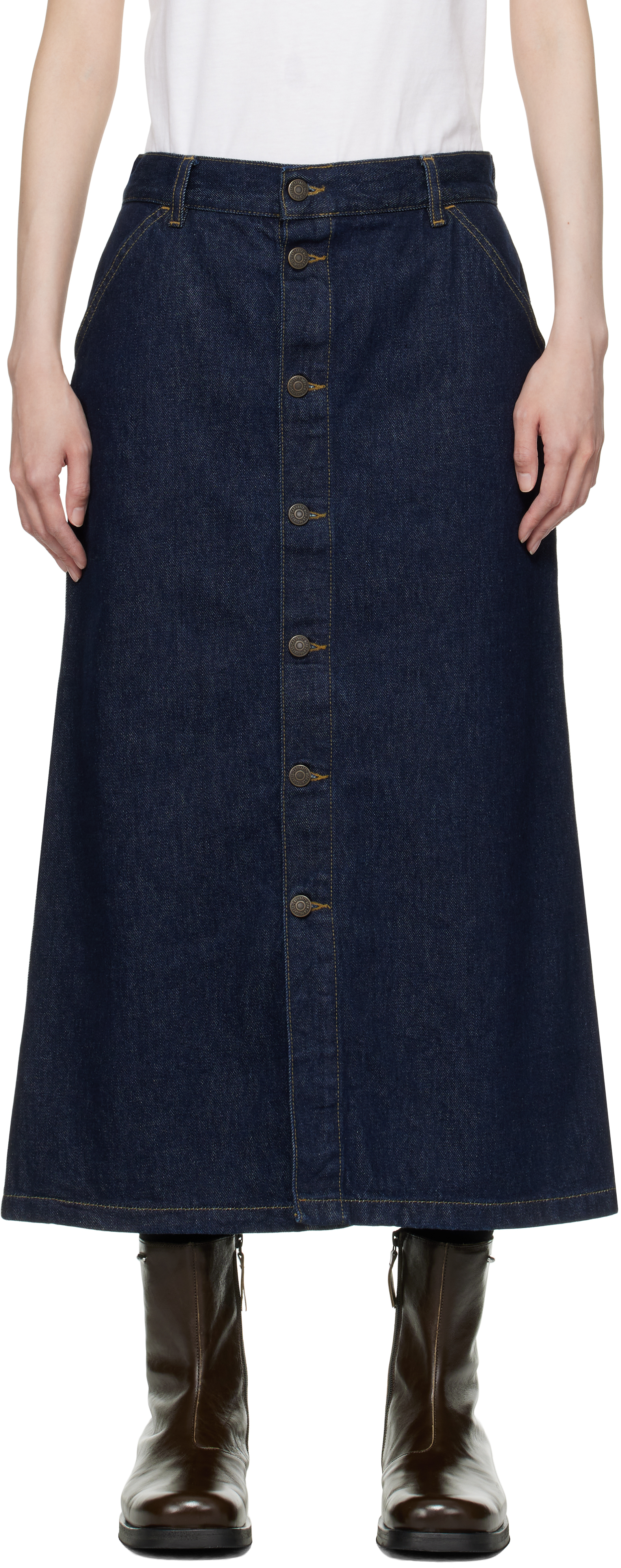 Blue Marvin Denim Midi Skirt