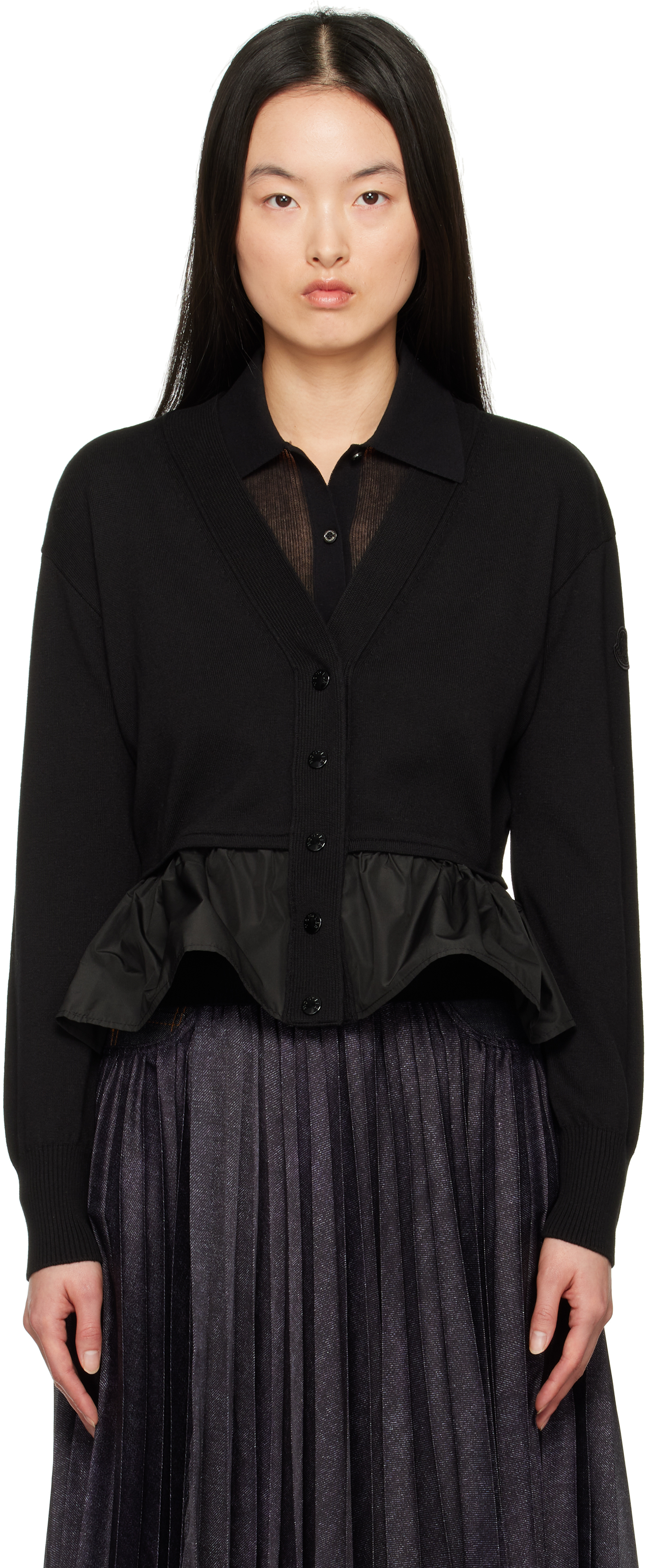 Black Cotton Cashmere & Silk Cardigan