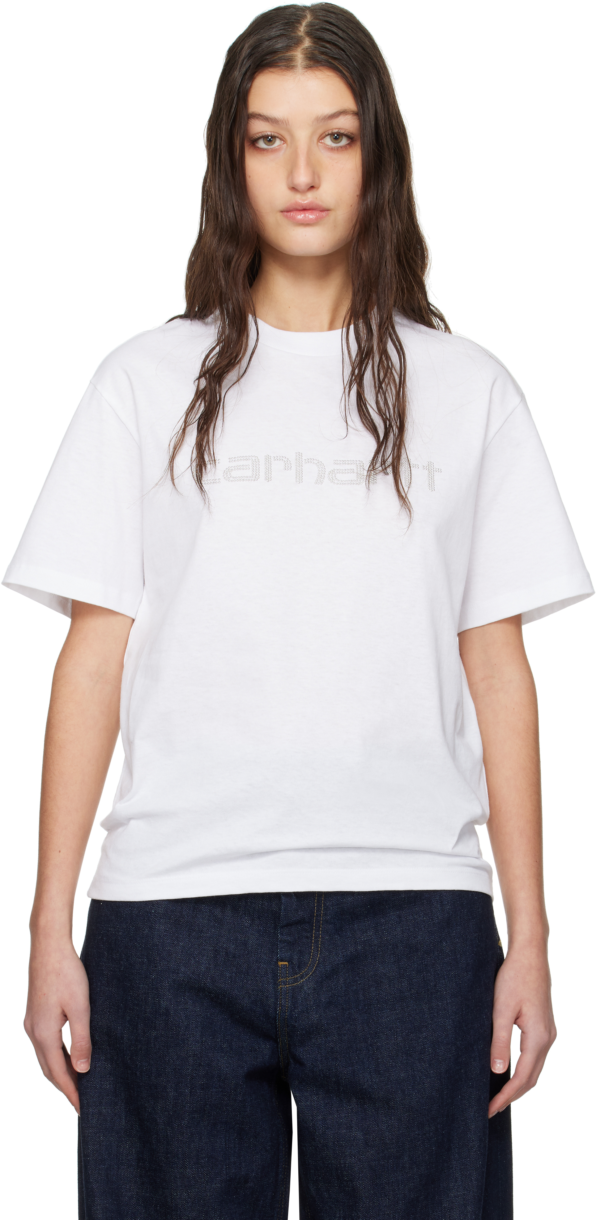 Carhartt White Rivet Script T-shirt In White / Silver