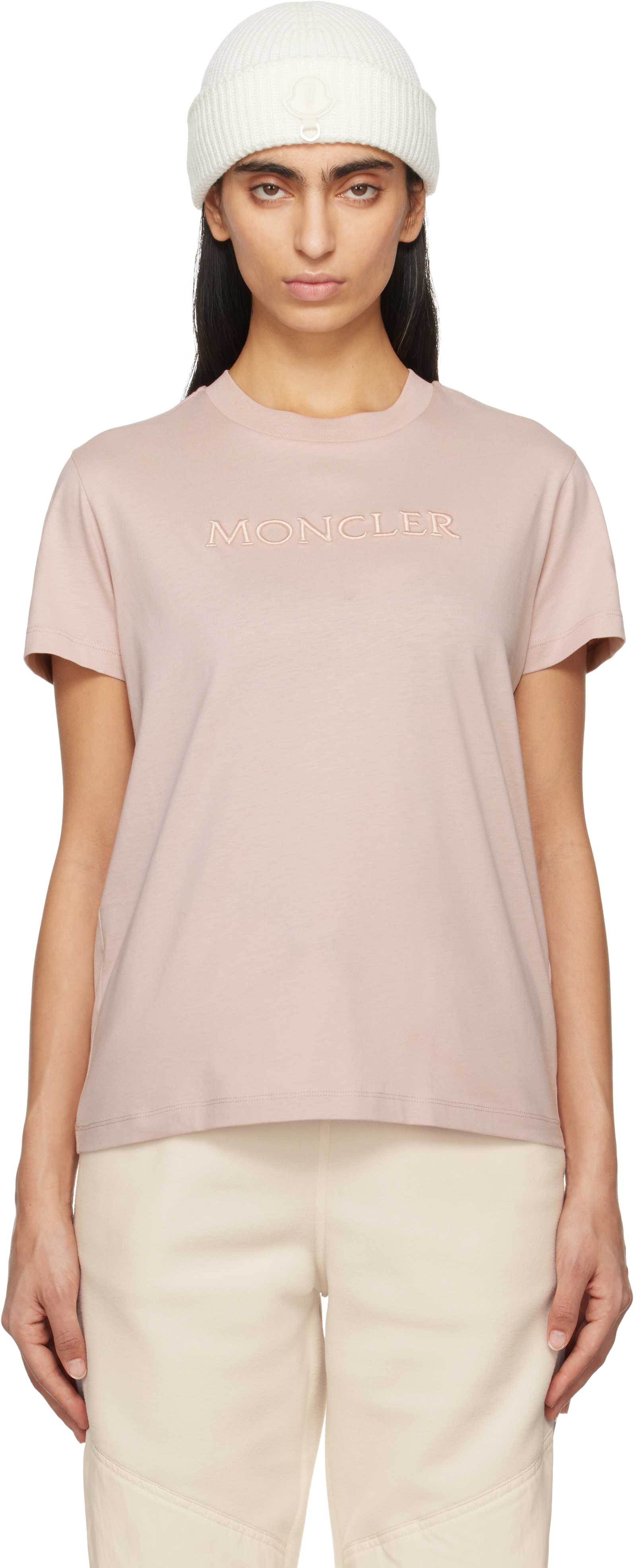 Moncler: Pink SS T-shirt | SSENSE
